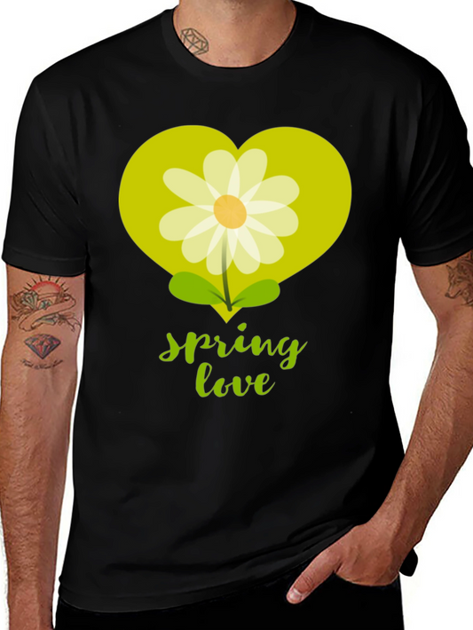 Camiseta Negra con Diseño Floral Amor de Primavera