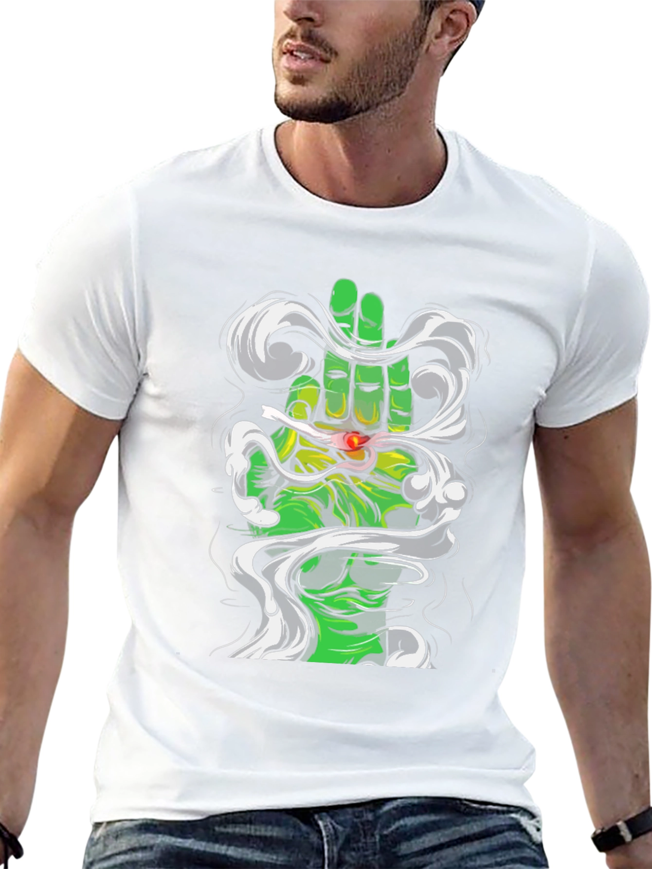 Camiseta Negra Diseño Mano Hulk Fumando