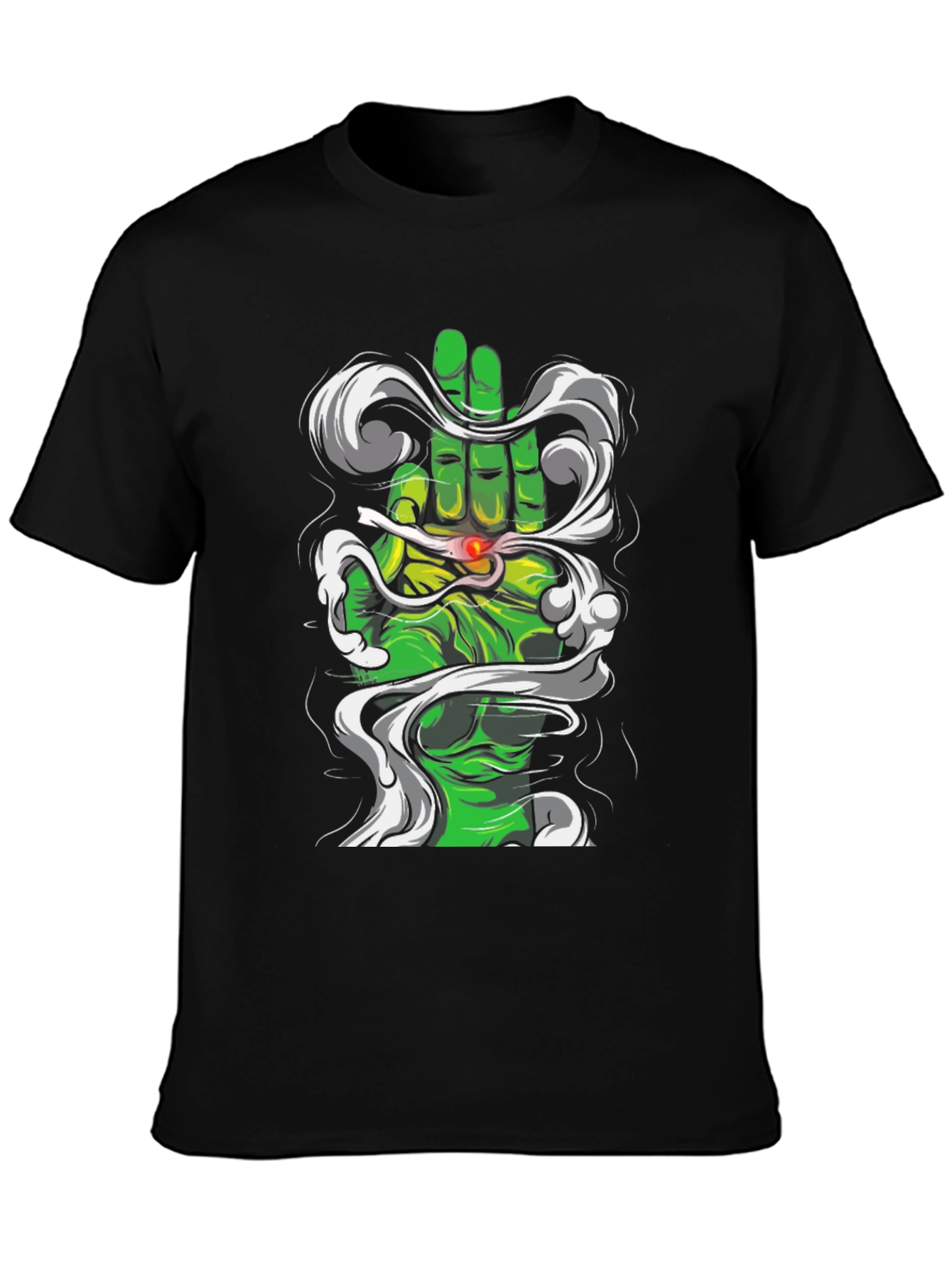 Camiseta Negra Diseño Mano Hulk Fumando