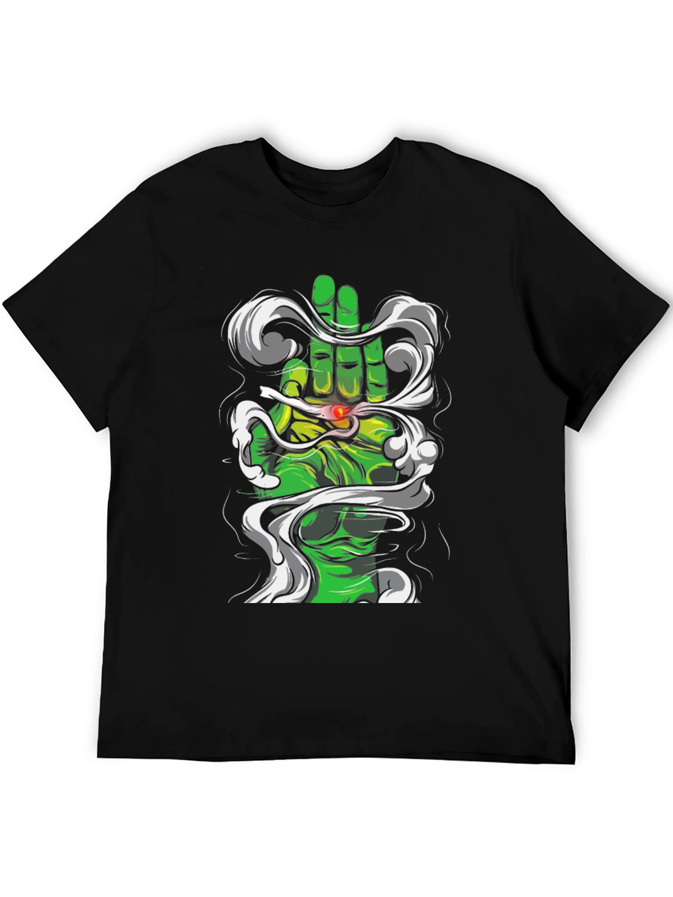 Camiseta Negra Diseño Mano Hulk Fumando