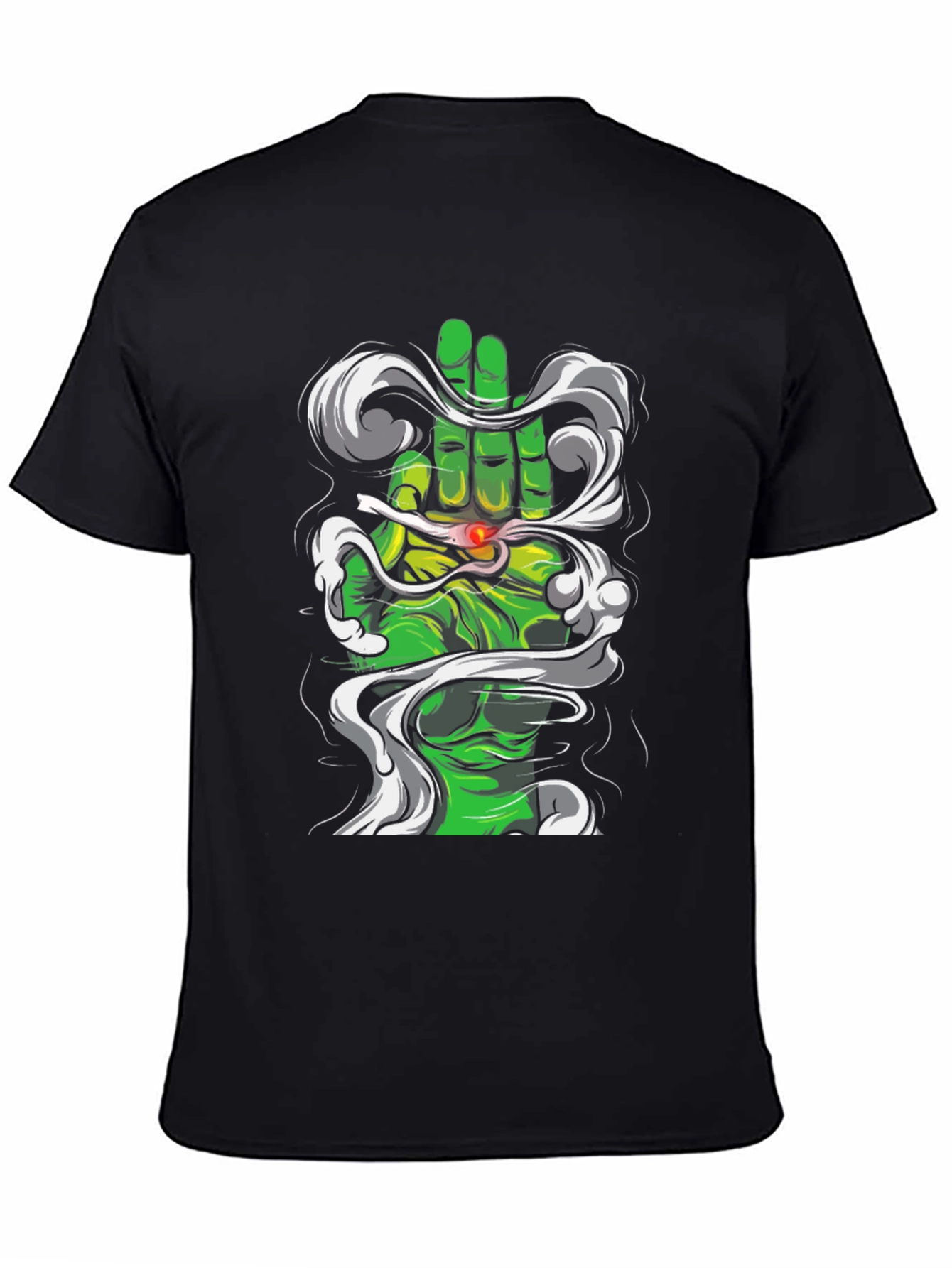 Camiseta Negra Diseño Mano Hulk Fumando