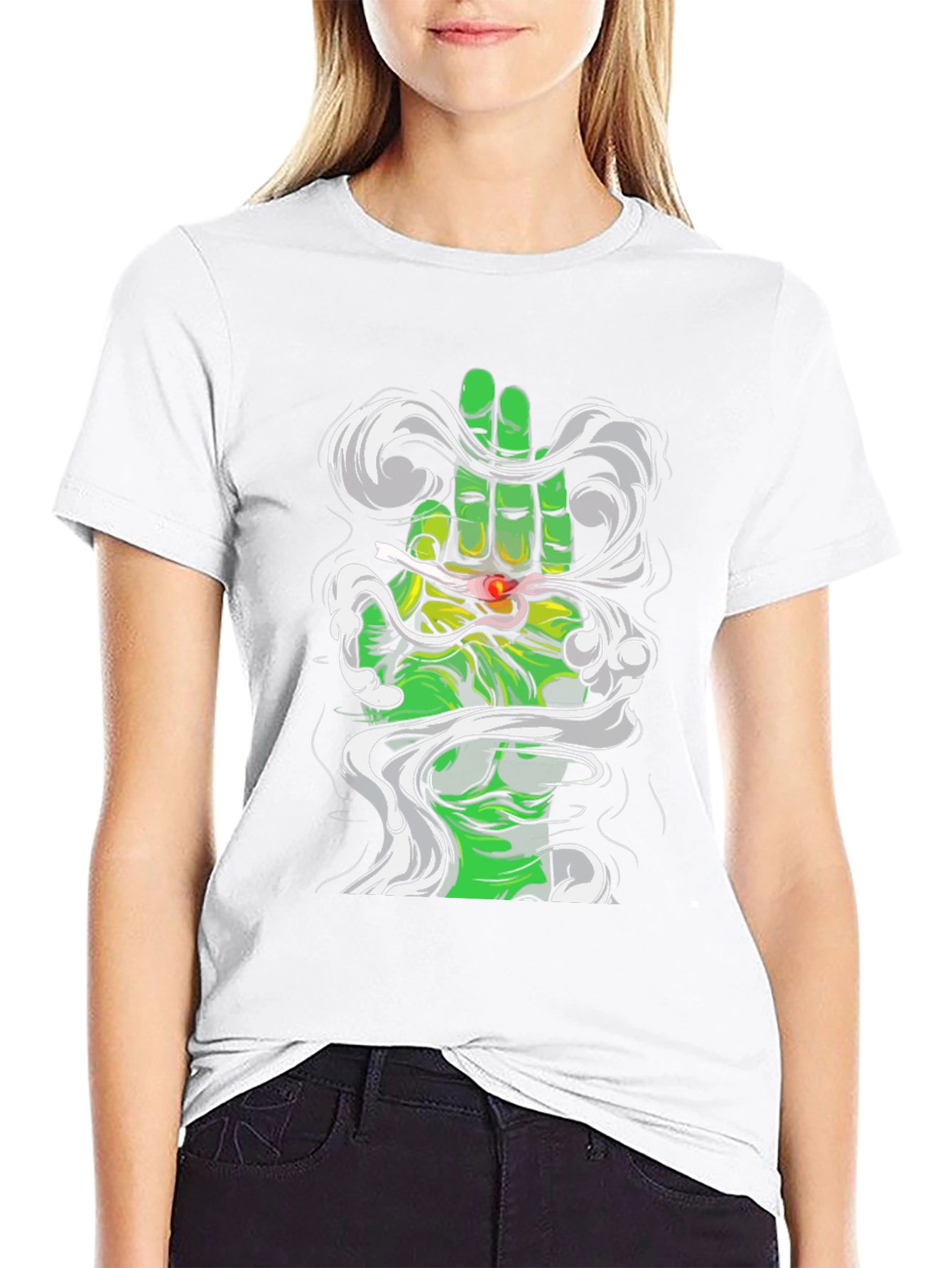 Camiseta Negra Diseño Mano Hulk Fumando