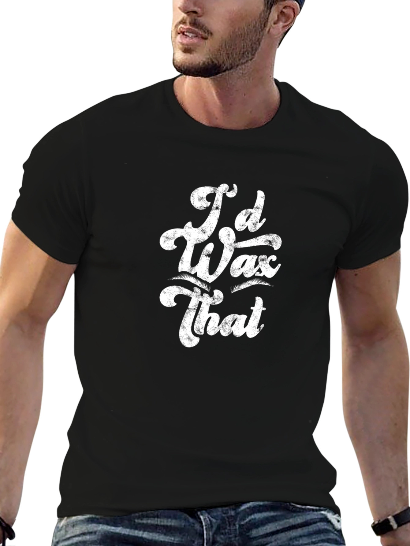 Camiseta Negra con Diseño Humorístico Id Wax That