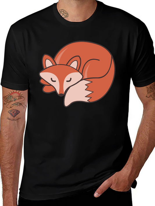 Camiseta Negra con Diseño de Zorro Dormilón