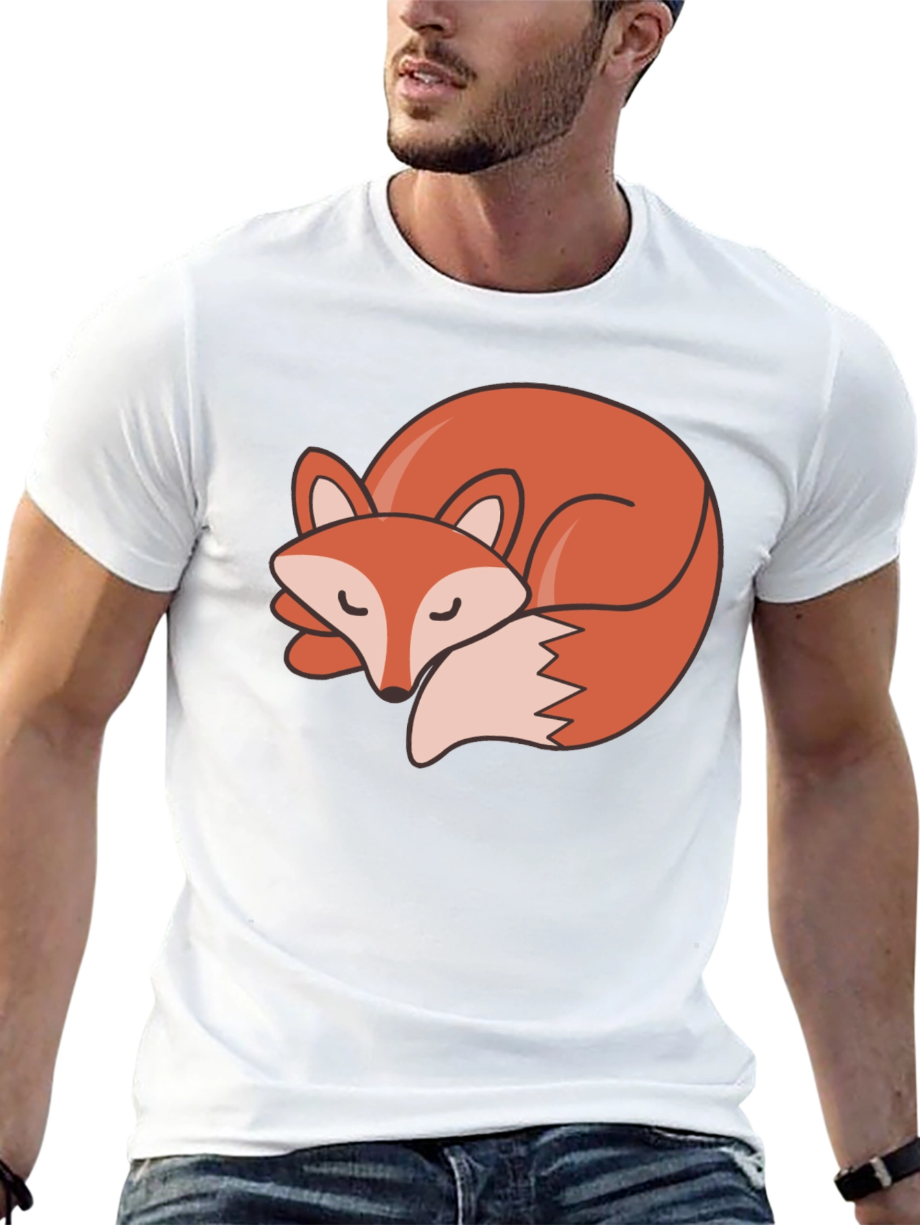 Camiseta Negra con Diseño de Zorro Dormilón