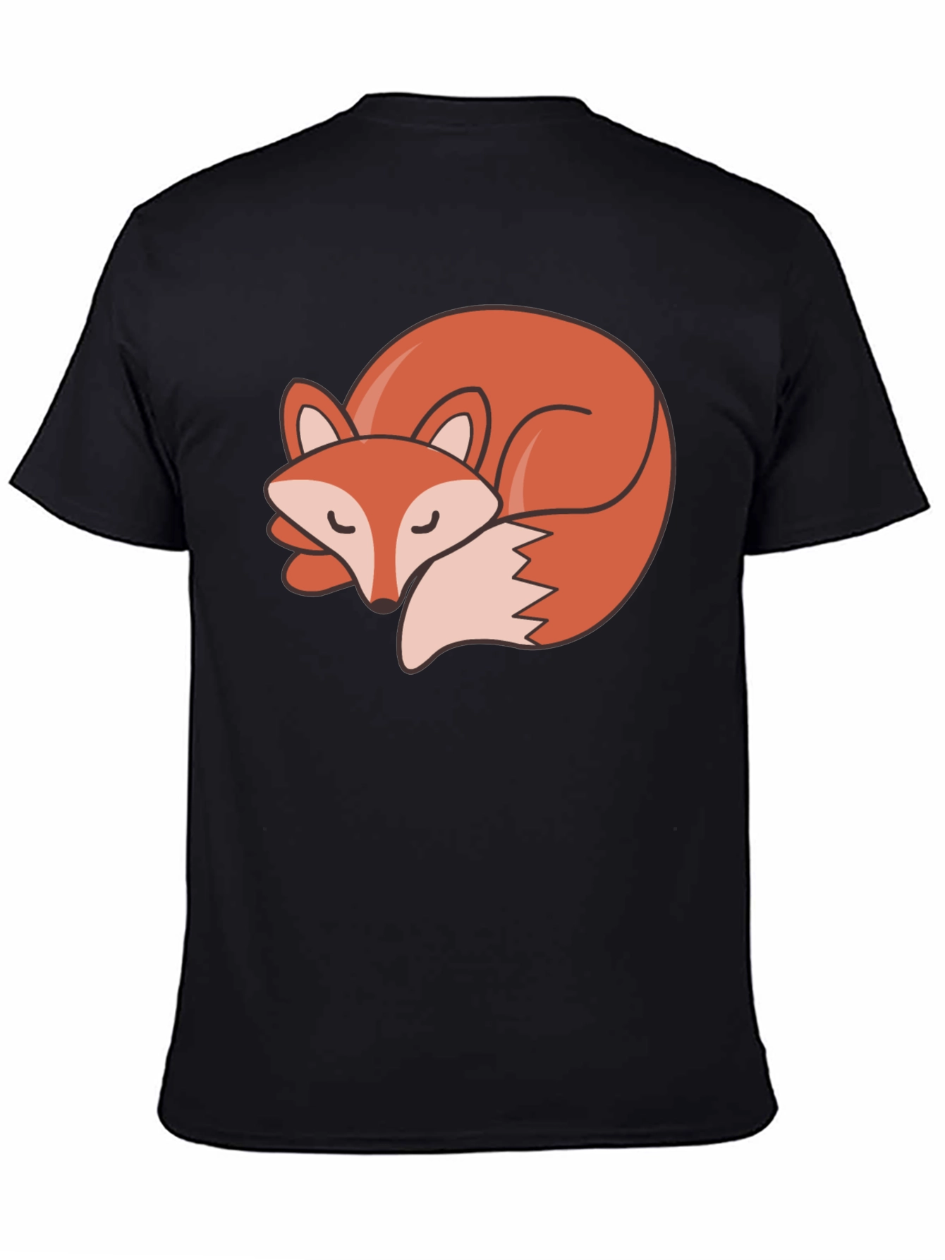Camiseta Negra con Diseño de Zorro Dormilón