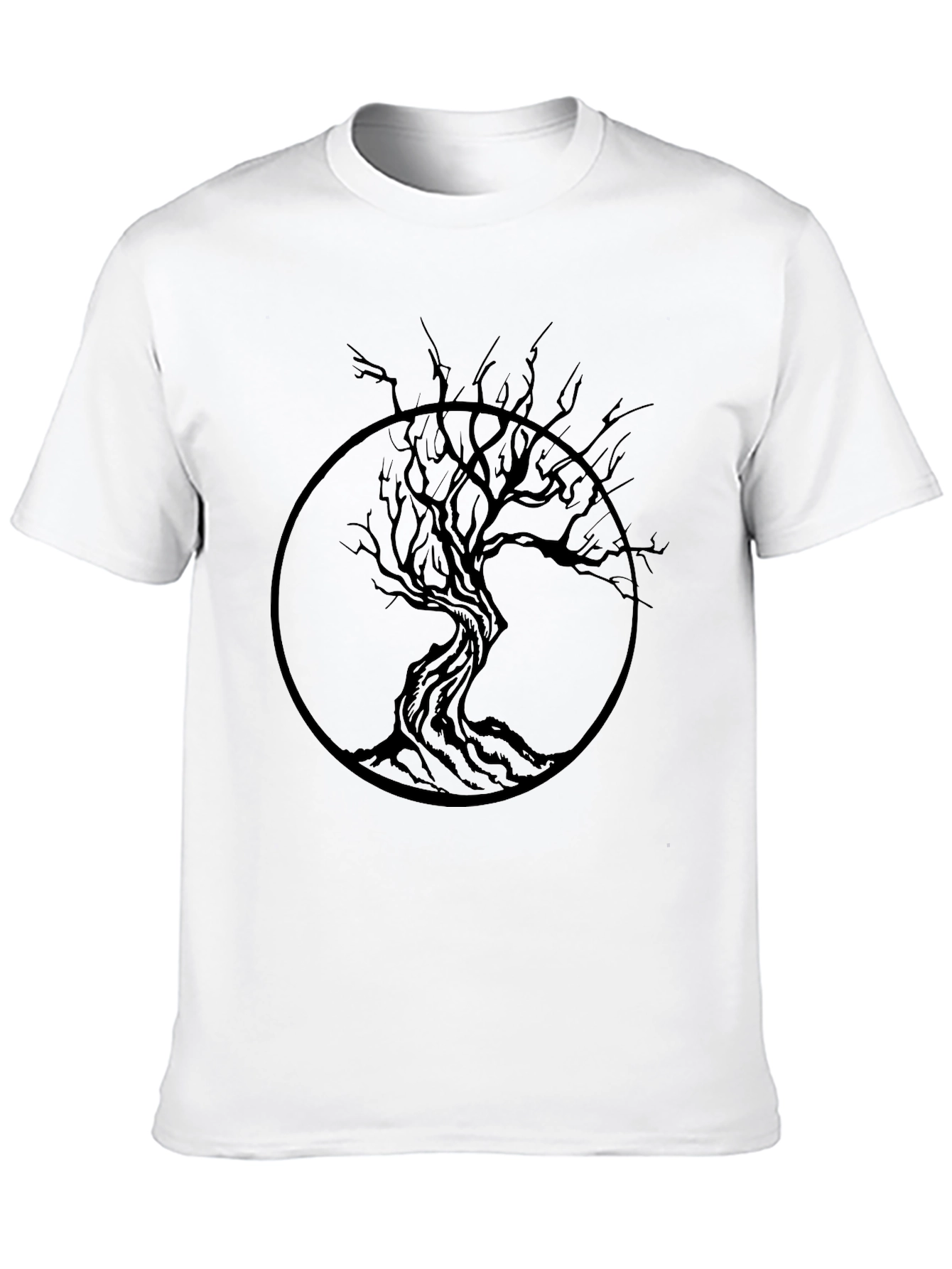 Camiseta Negra con Diseño de Árbol Circular