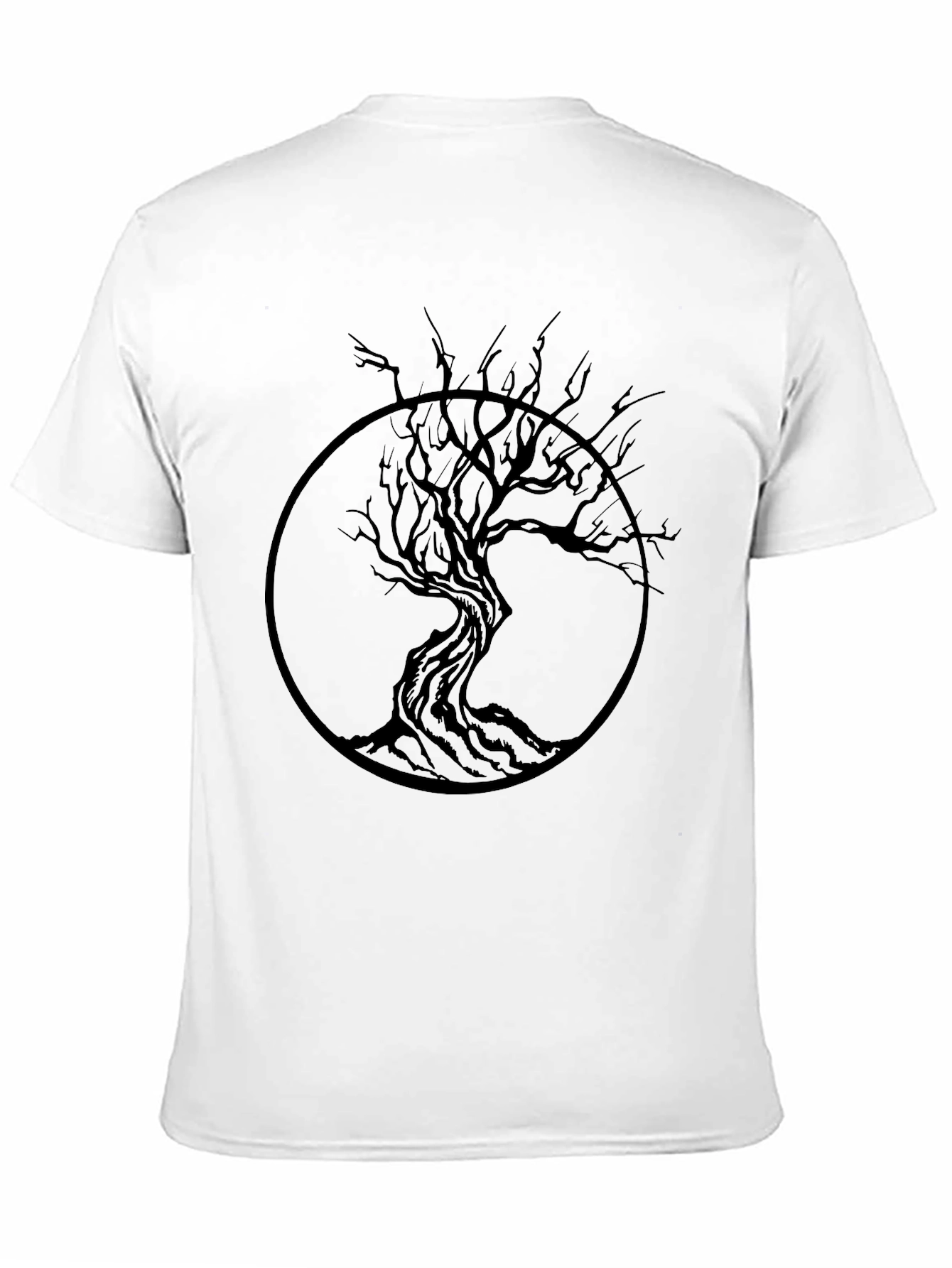 Camiseta Negra con Diseño de Árbol Circular