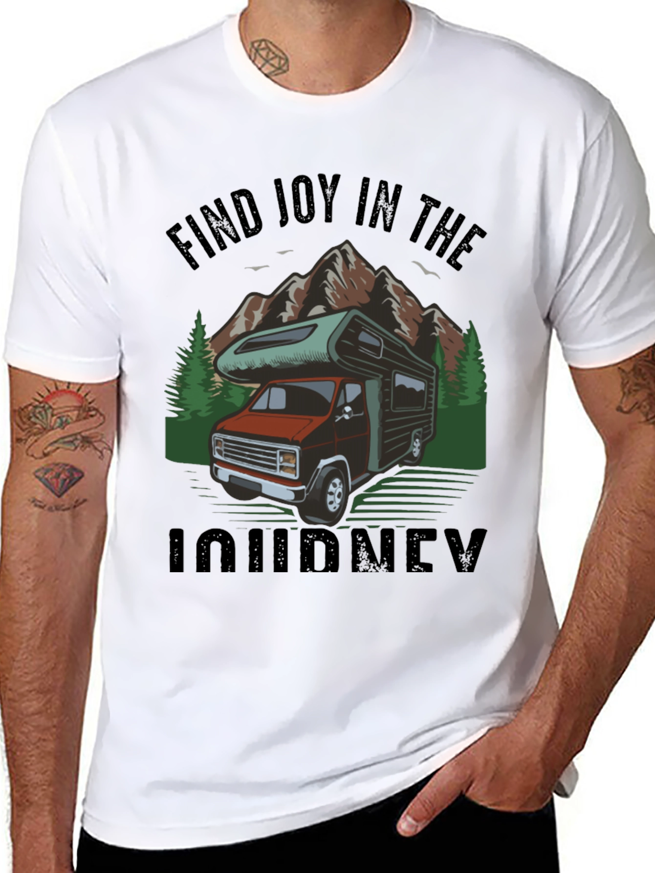 Camiseta Negra Encuentra Alegría en el Viaje