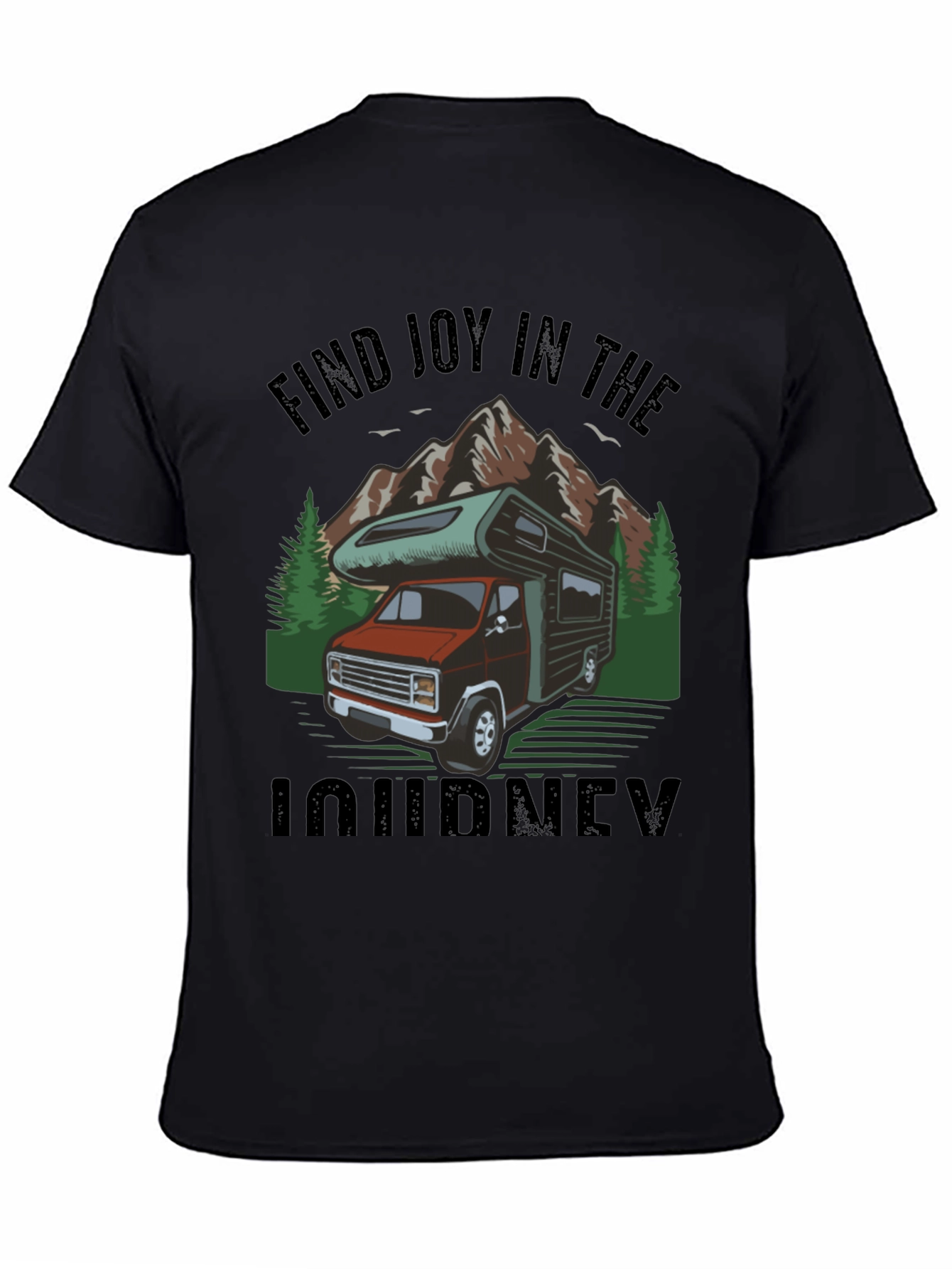 Camiseta Negra Encuentra Alegría en el Viaje