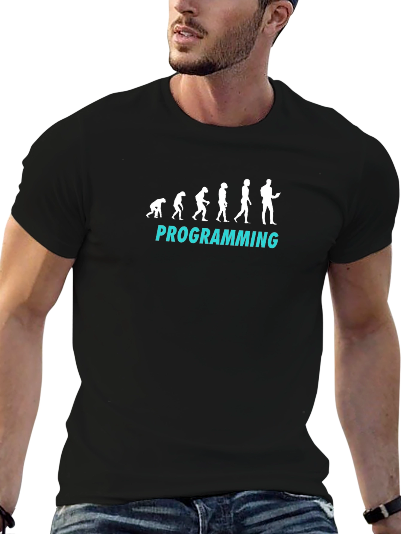 Camiseta Negra Evolución Programación Hombre