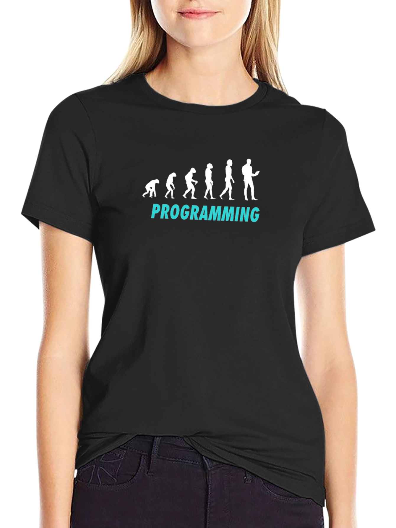 Camiseta Negra Evolución Programación Hombre