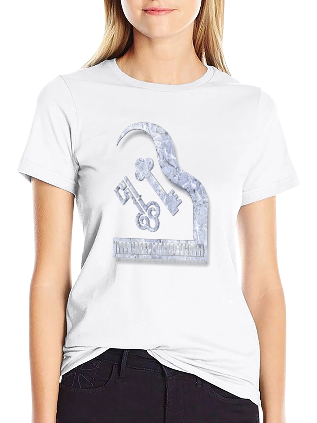 Camiseta Negra Piano Keys Diseño Único