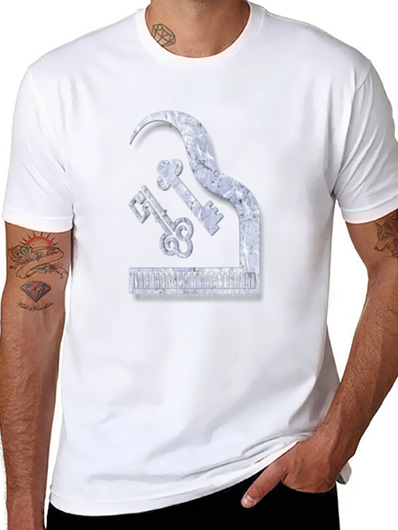 Camiseta Negra Piano Keys Diseño Único
