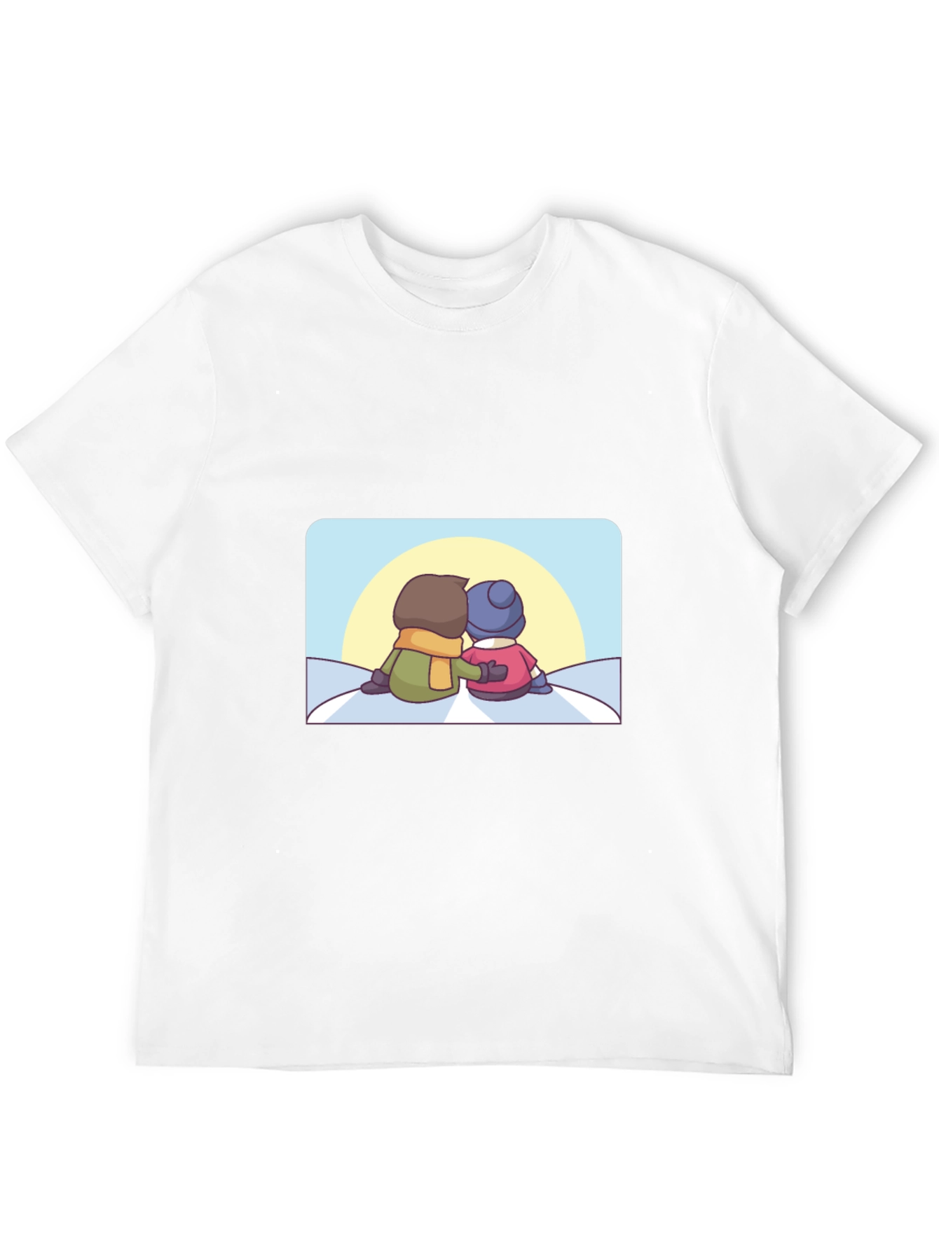 Camiseta Negra con Diseño de Pareja Invernal
