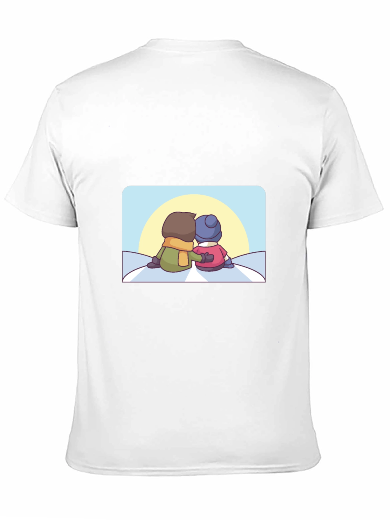 Camiseta Negra con Diseño de Pareja Invernal