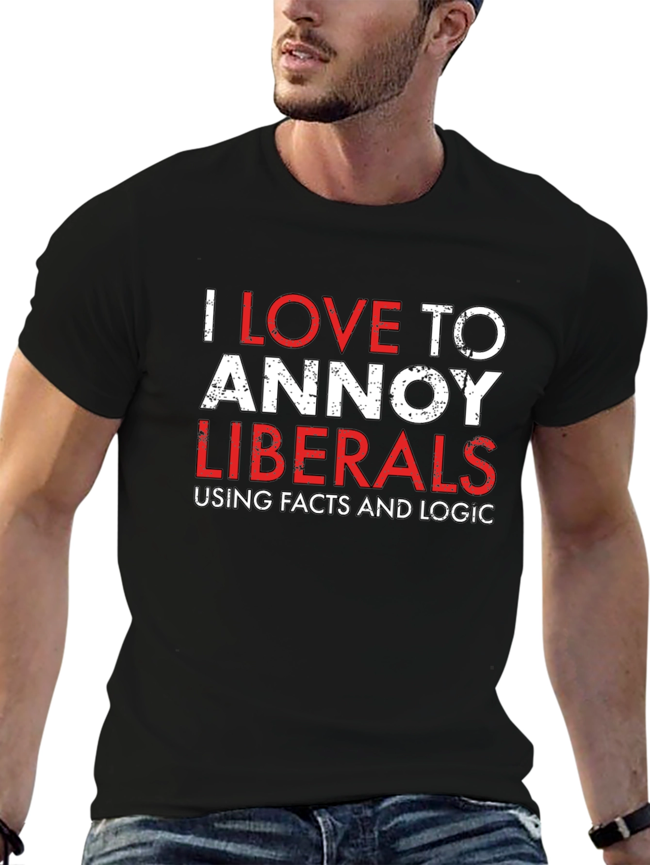 Camiseta Negra: Amo Molestar a los Liberales con Datos