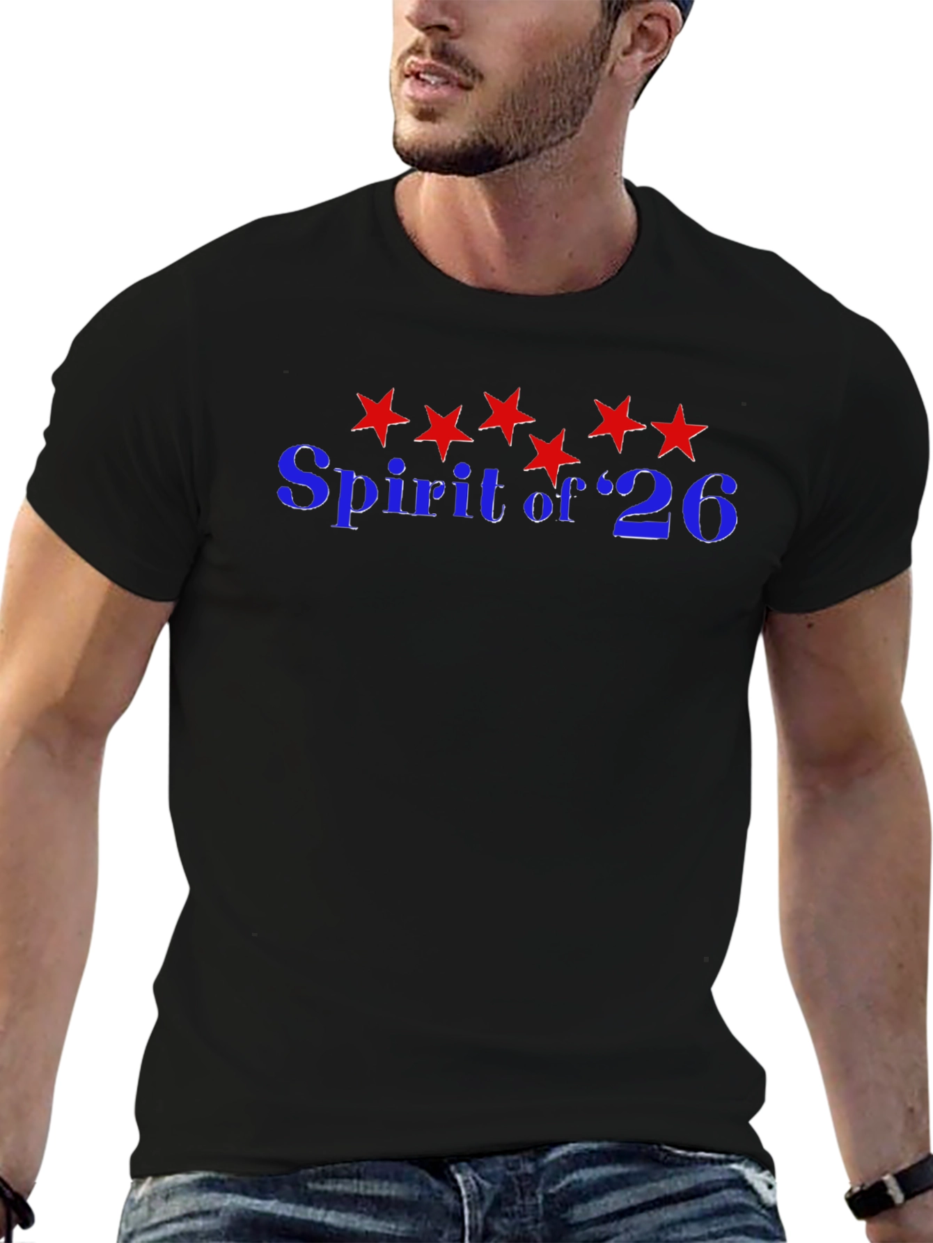 Camiseta Negra Espíritu del 26 con Estrellas