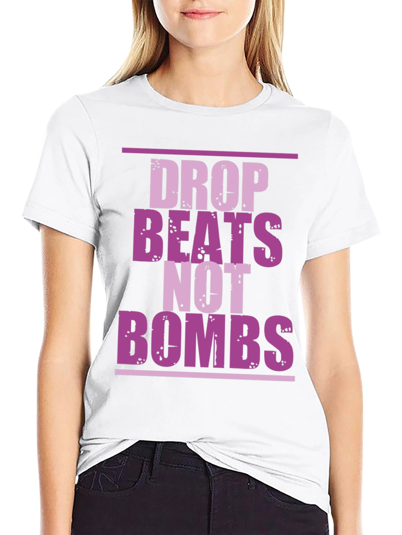 Camiseta Negra Drop Beats Not Bombs