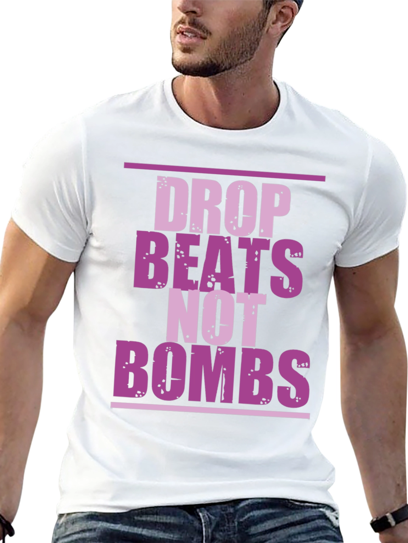 Camiseta Negra Drop Beats Not Bombs