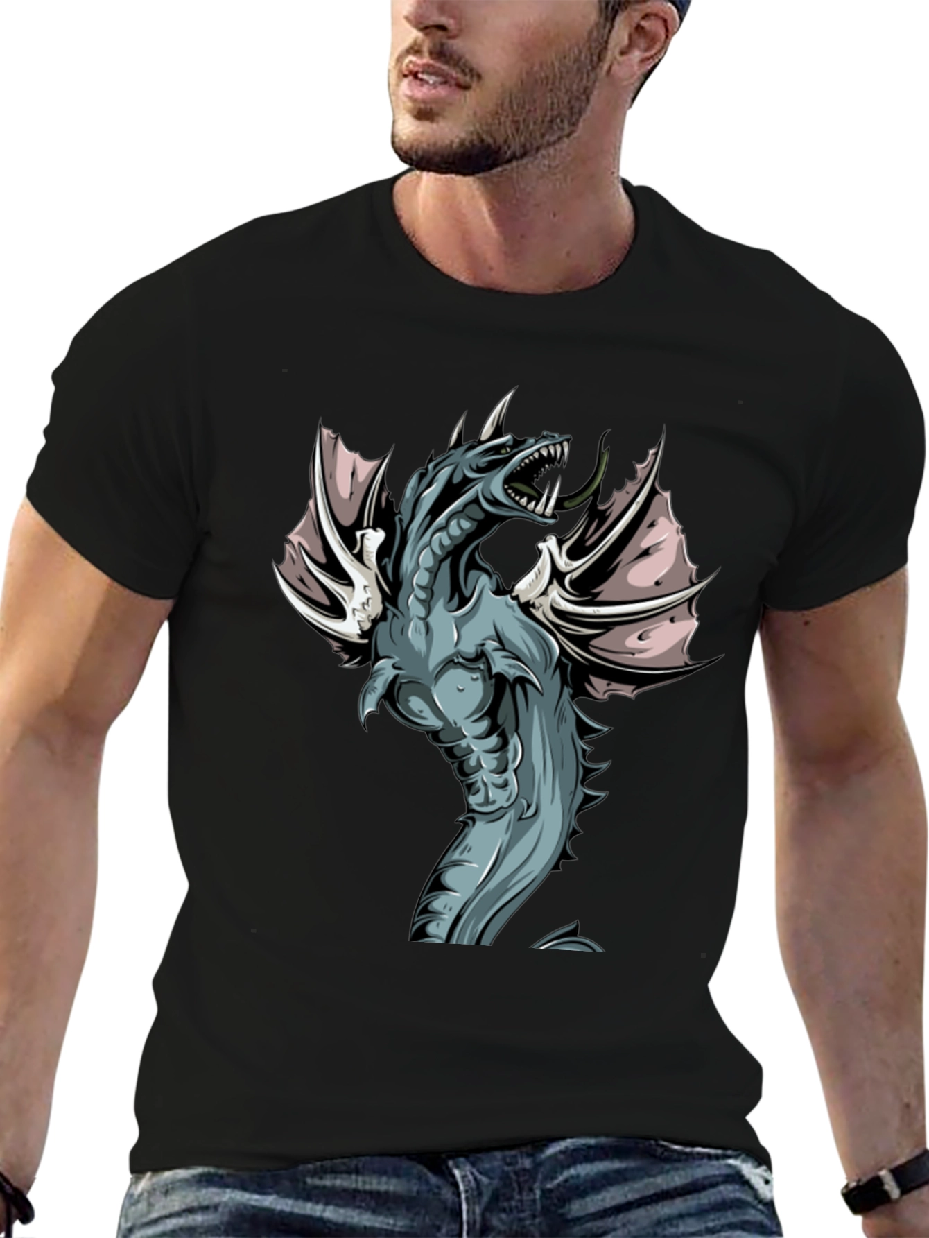 Camiseta Negra con Dragón Fantástico