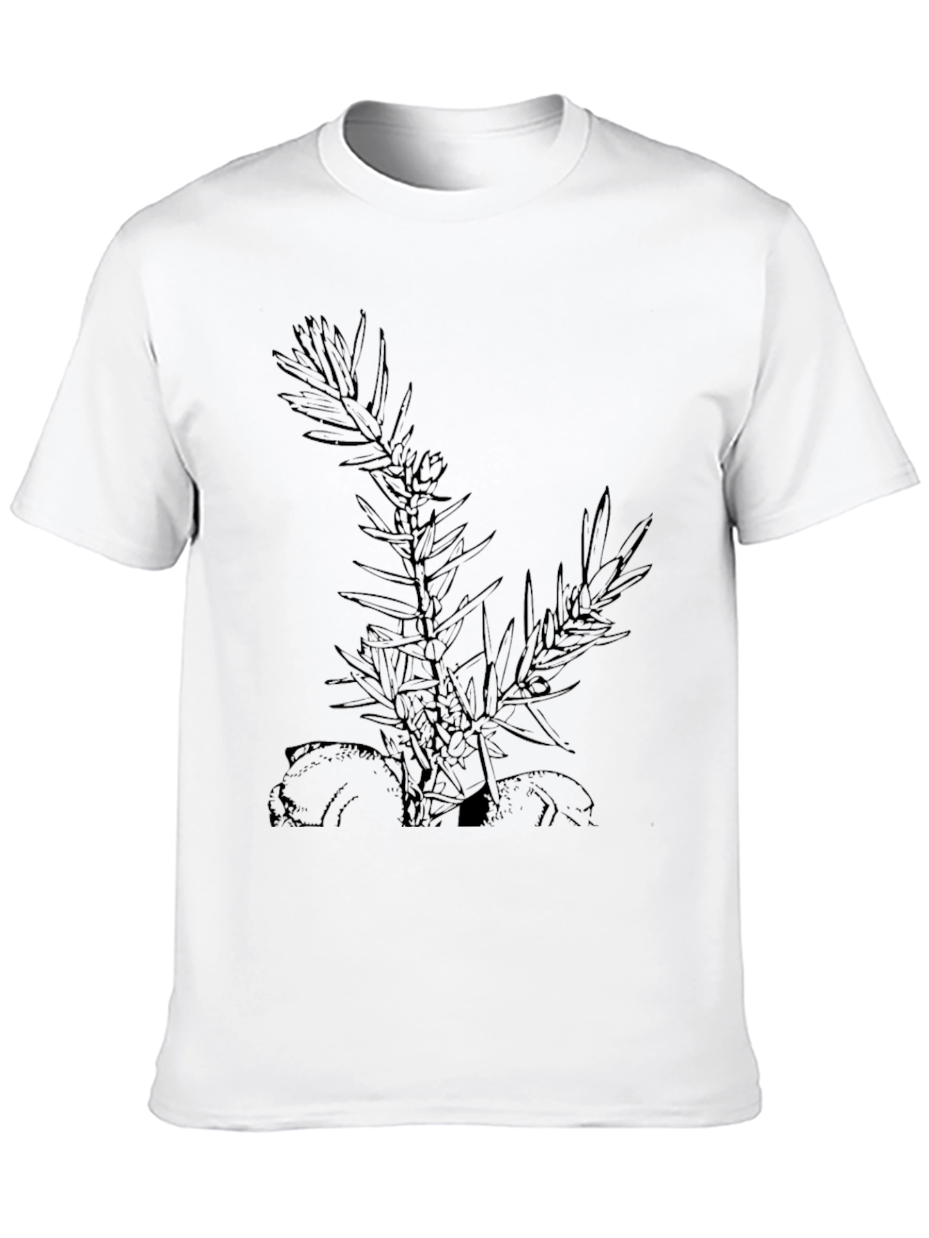 Camiseta Negra con Diseño Botánico Abstracto