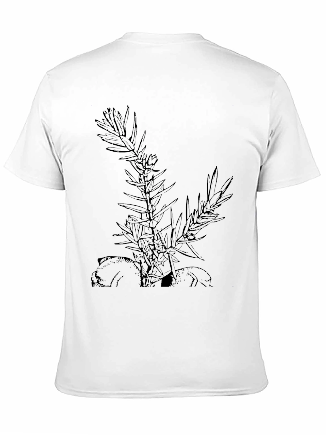 Camiseta Negra con Diseño Botánico Abstracto