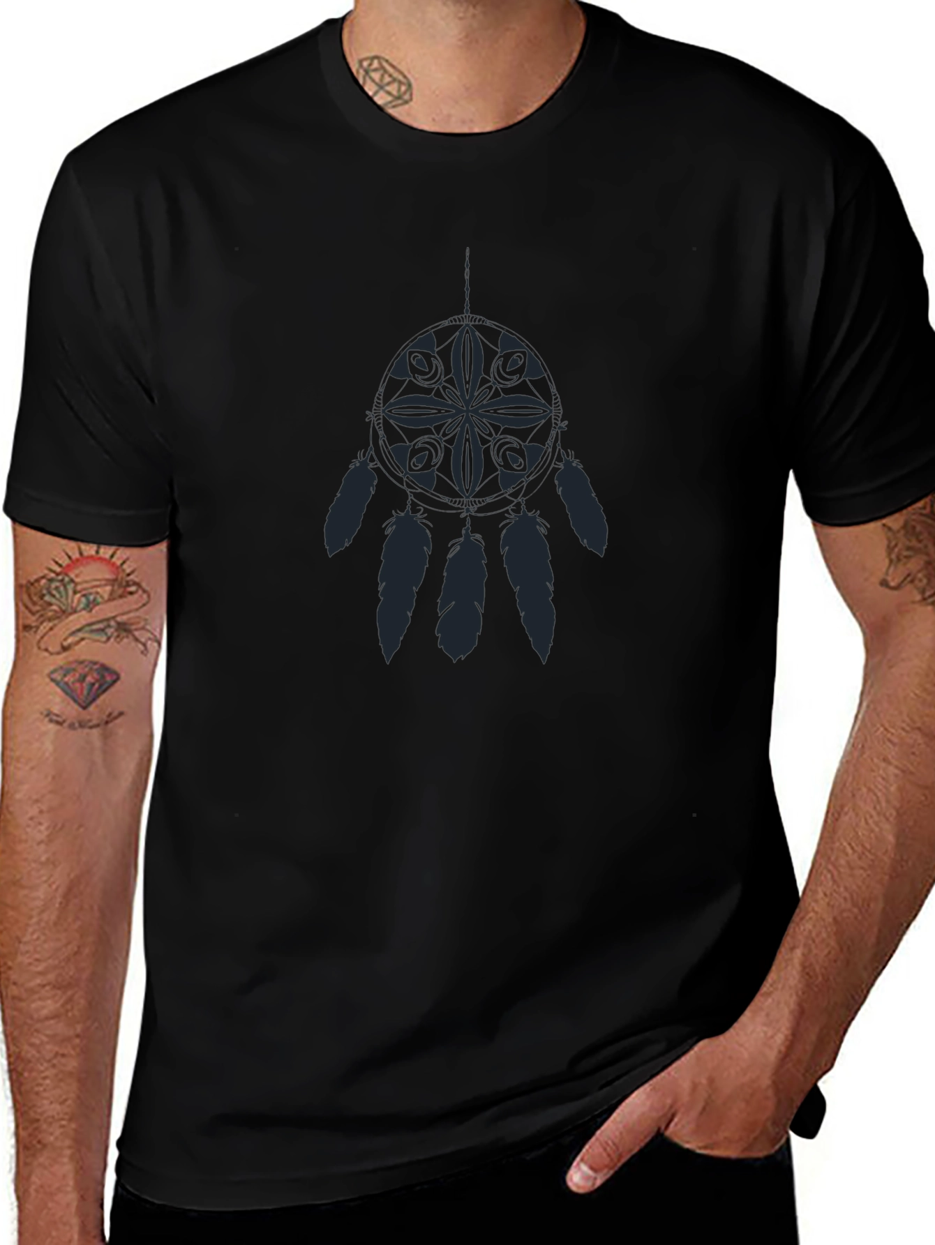 Camiseta Negra con Diseño Atrapasueños