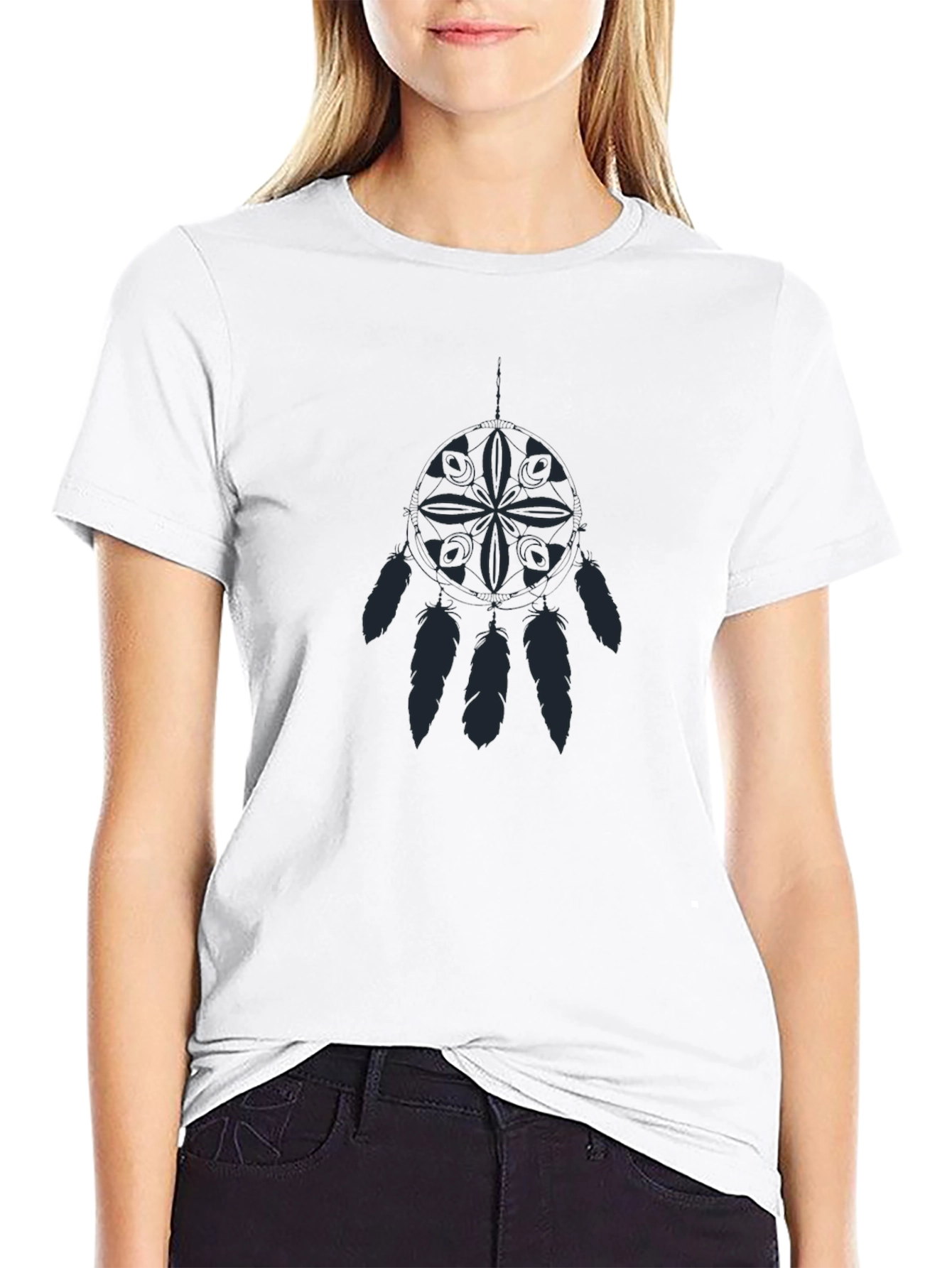 Camiseta Negra con Diseño Atrapasueños