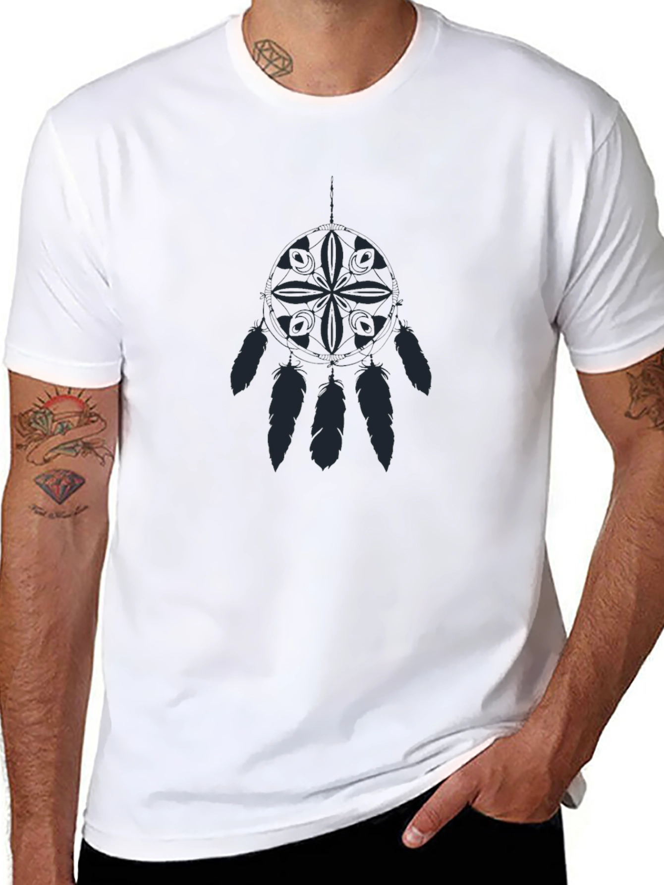 Camiseta Negra con Diseño Atrapasueños