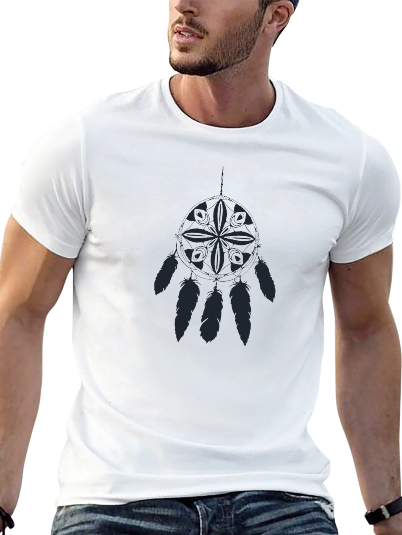 Camiseta Negra con Diseño Atrapasueños