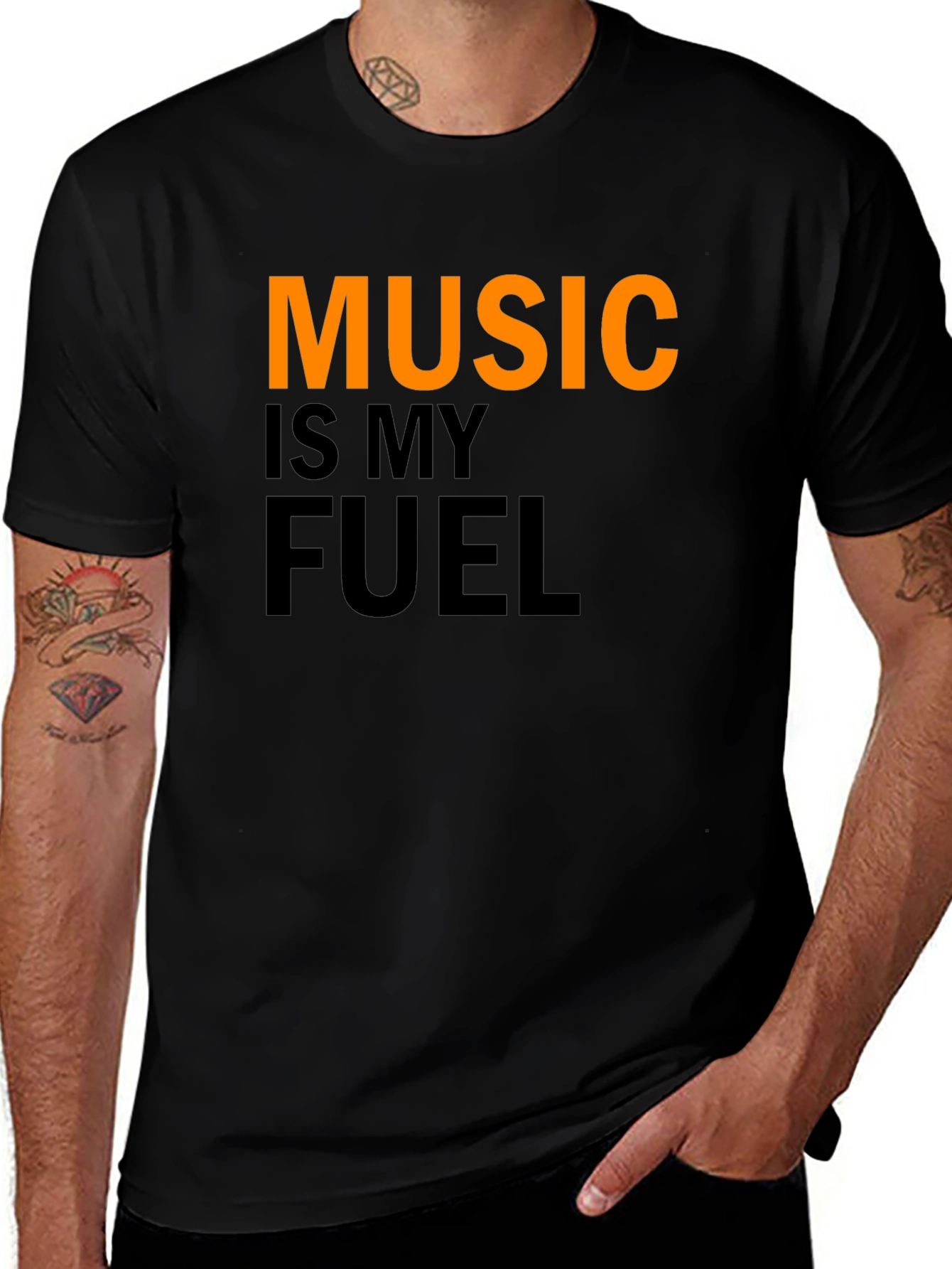 Camiseta Negra Music is My Fuel para Hombre