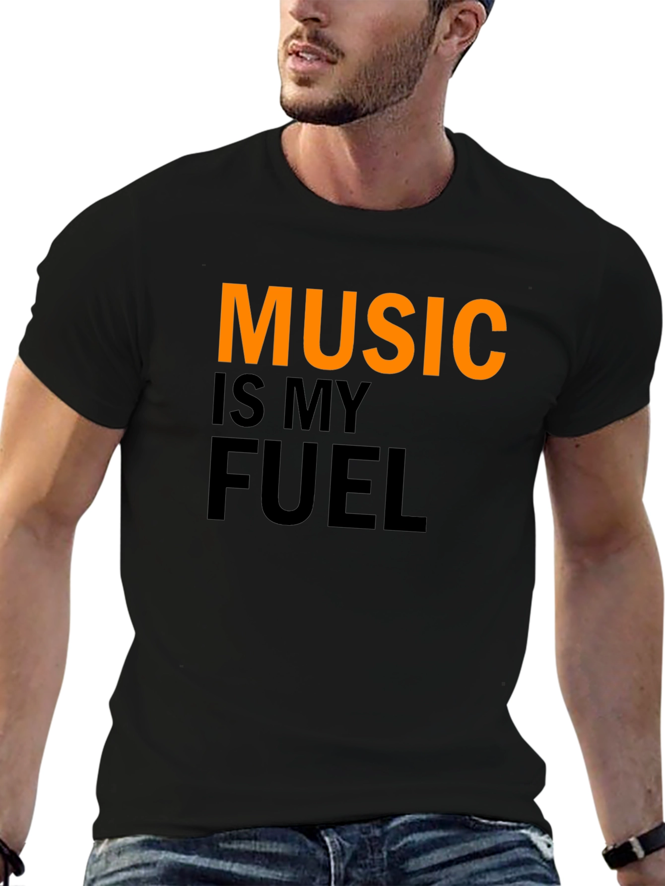 Camiseta Negra Music is My Fuel para Hombre