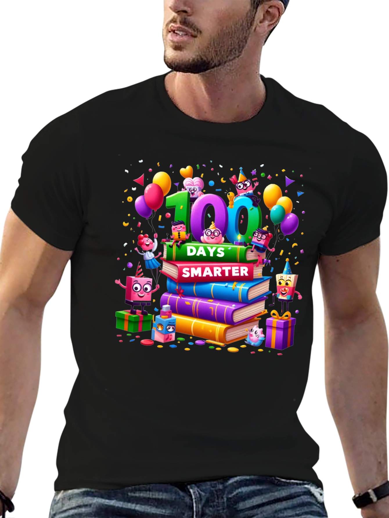 Camiseta Negra 100 Días Más Inteligente