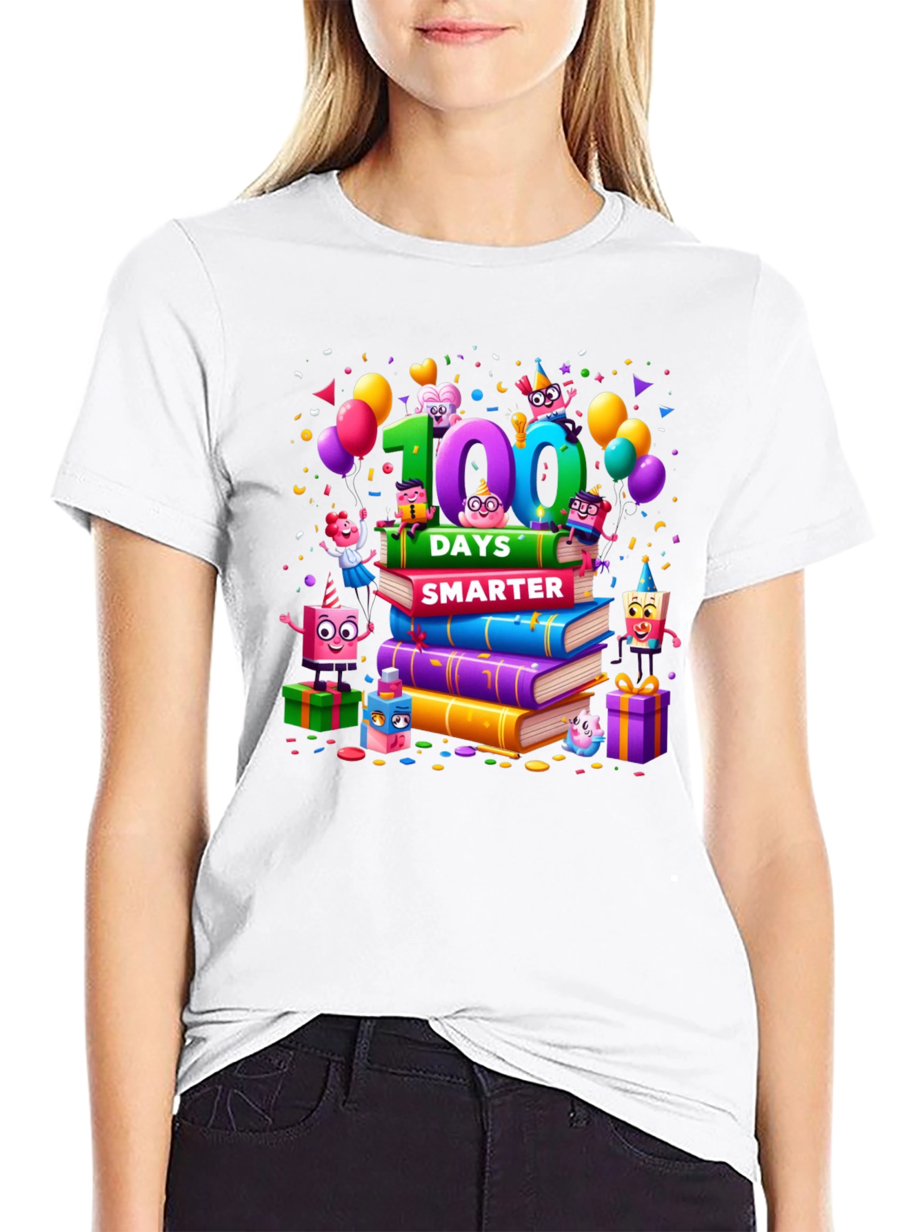 Camiseta Negra 100 Días Más Inteligente