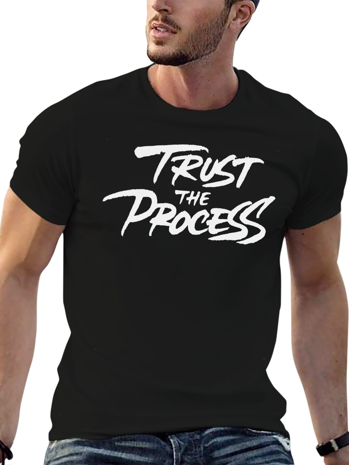 Camiseta Negra Confía en el Proceso para Hombre