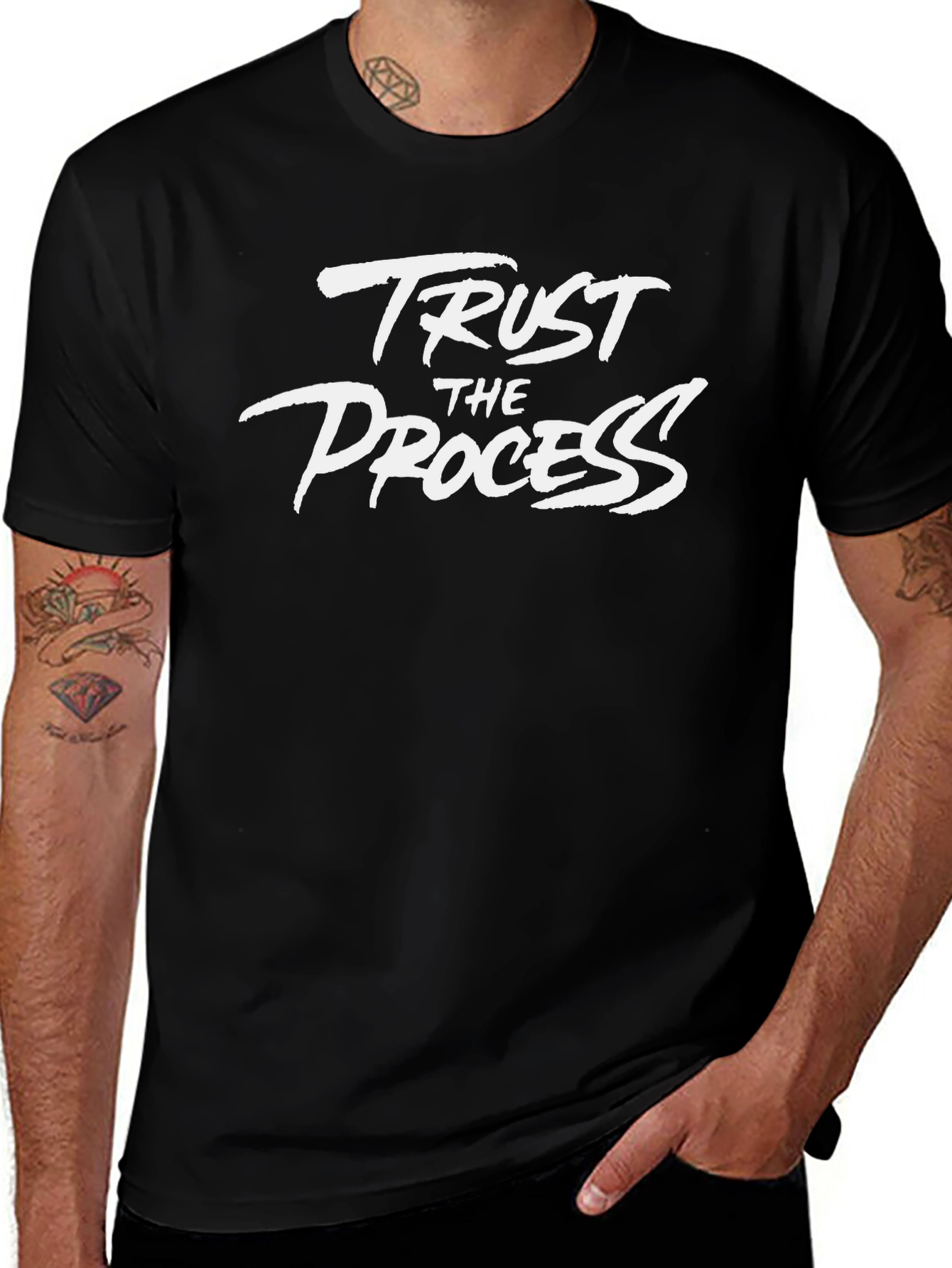Camiseta Negra Confía en el Proceso para Hombre