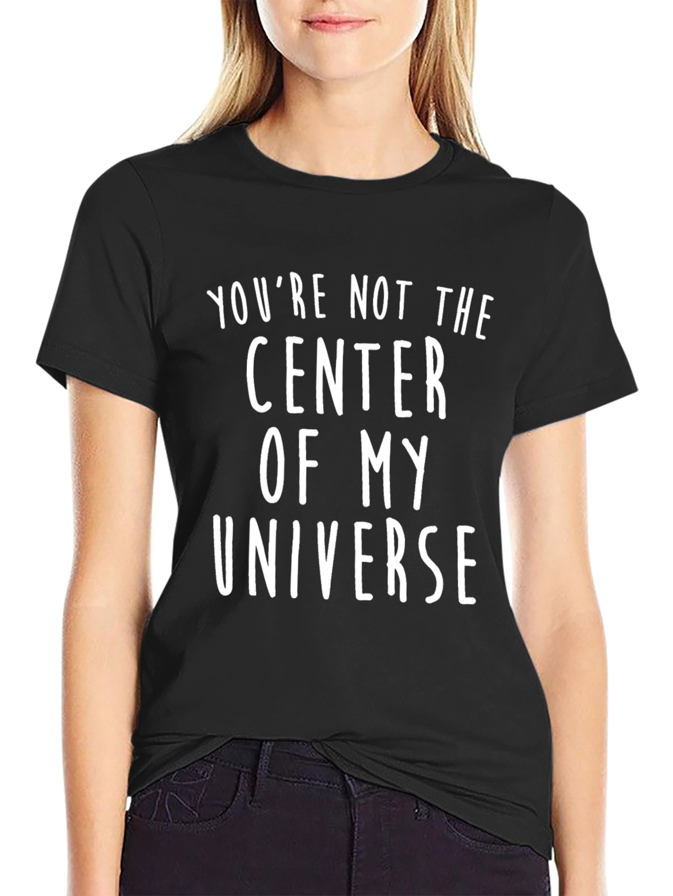 Camiseta Negra con Mensaje Divertido: No Eres Mi Universo