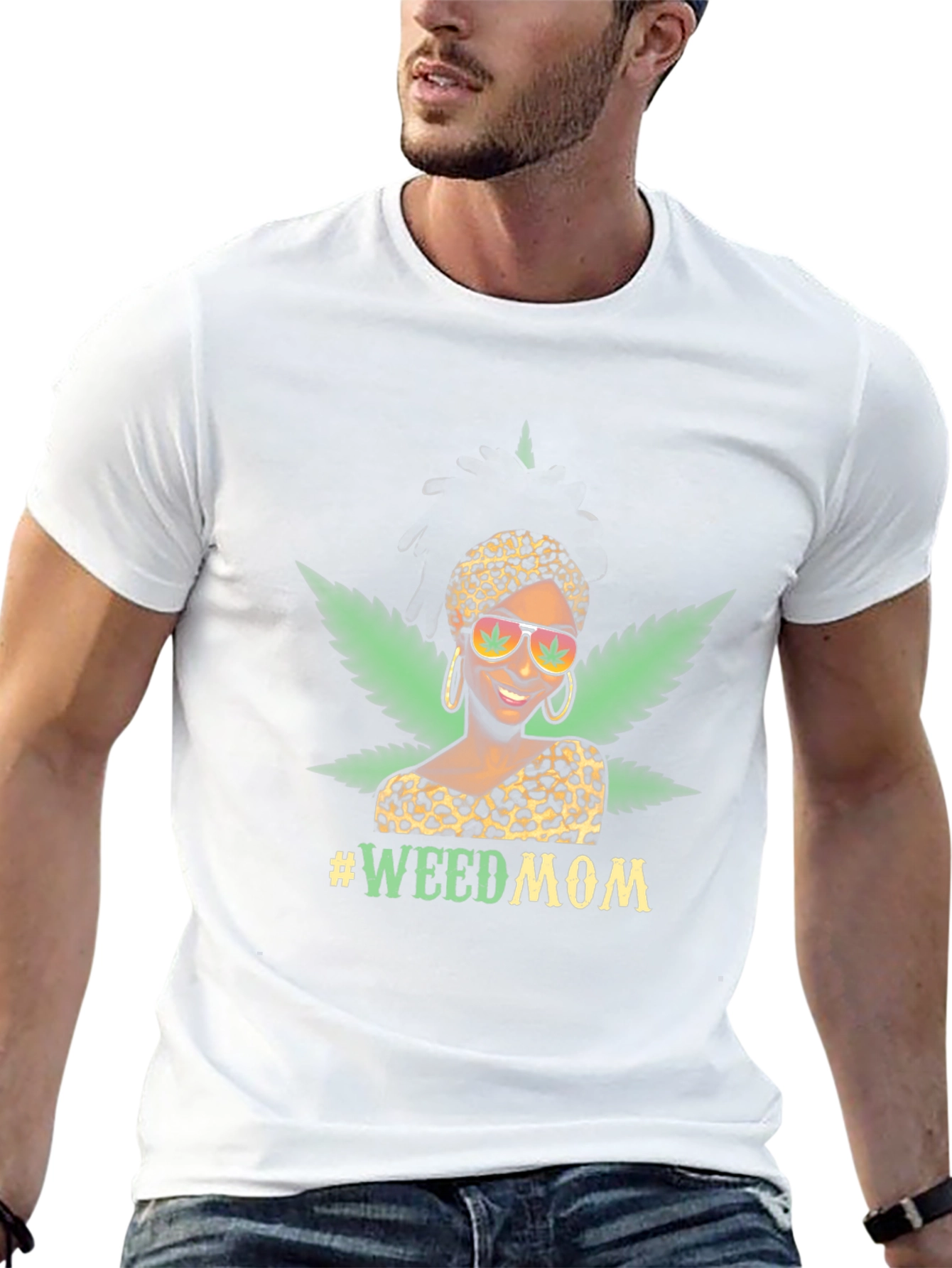 Camiseta Negra #WeedMom Diseño Gráfico Divertido