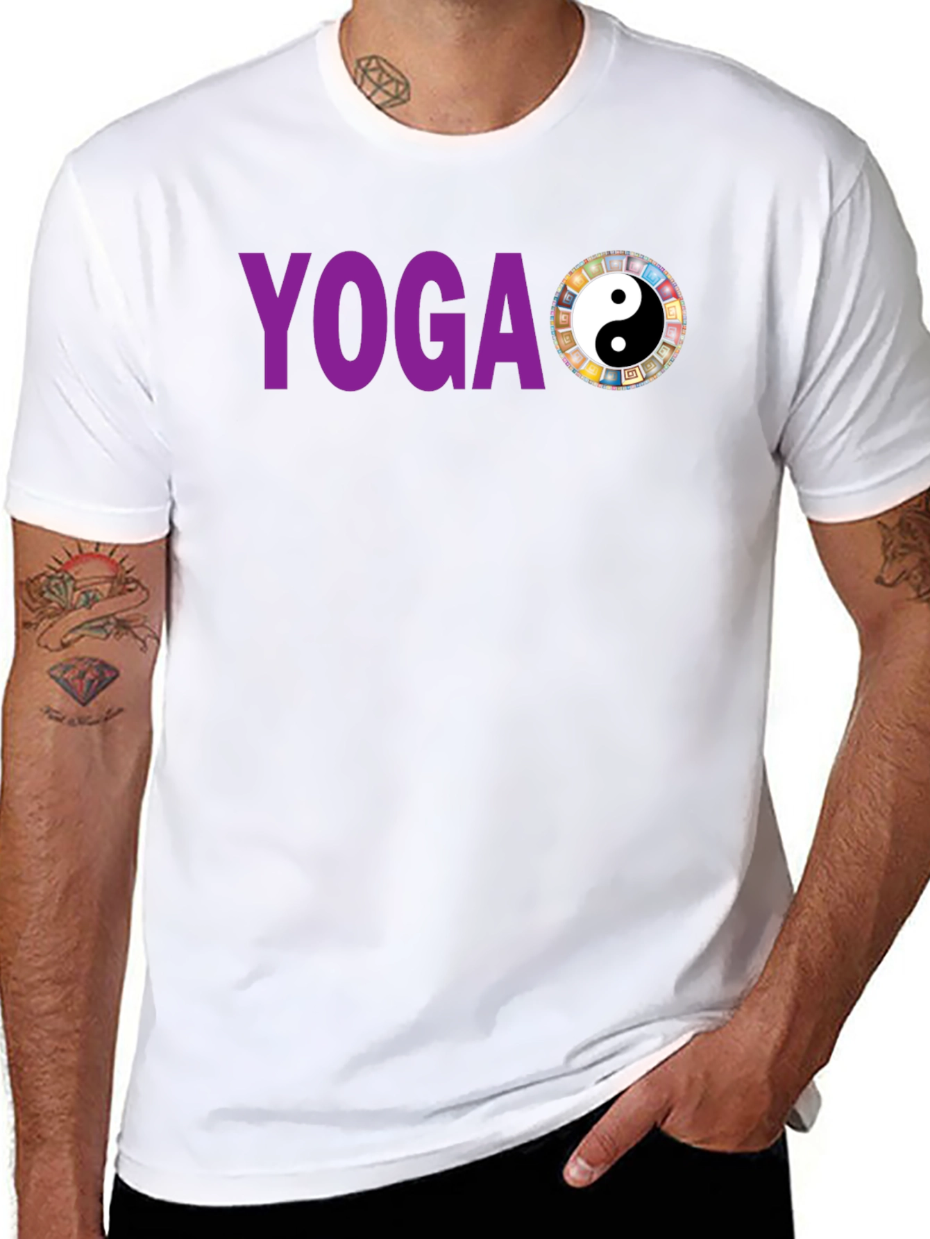 Camiseta Yoga Yin Yang Hombre Algodón Diseño Único
