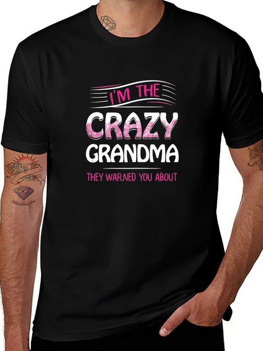 Camiseta Negra con Estampado Crazy Grandma