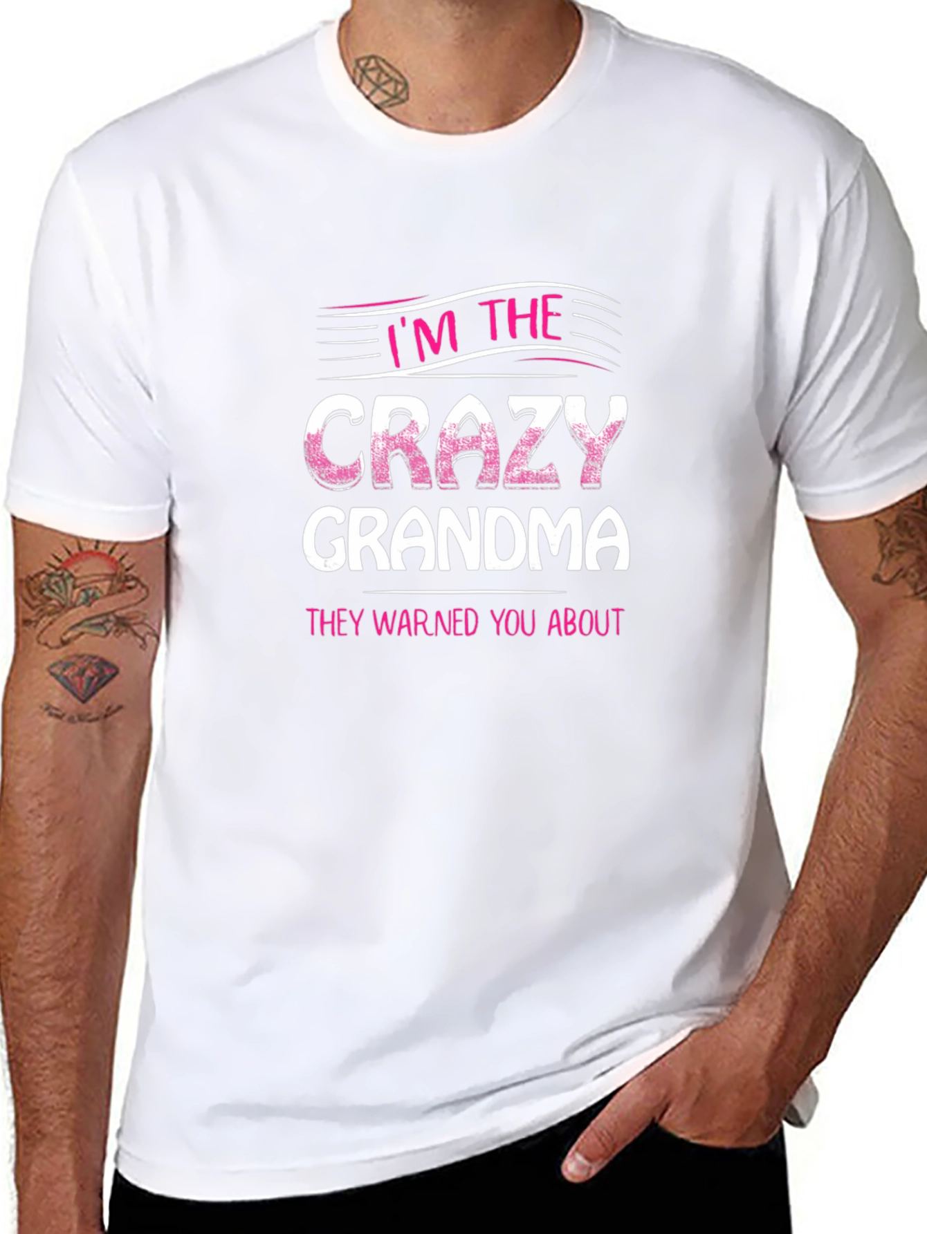Camiseta Negra con Estampado Crazy Grandma