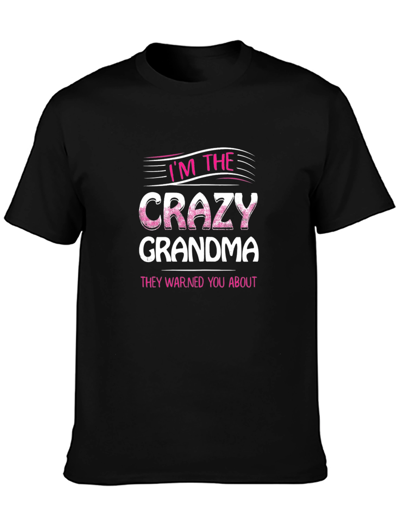 Camiseta Negra con Estampado Crazy Grandma