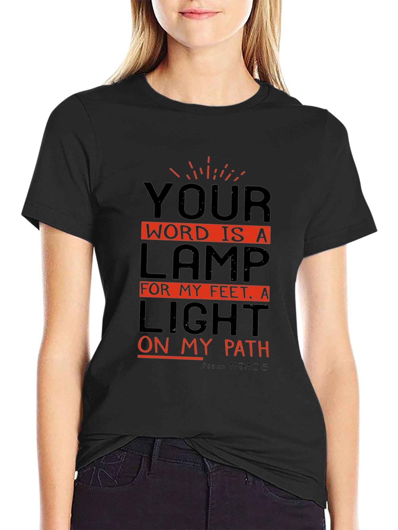 Camiseta Negra con Diseño Inspirador de Salmos