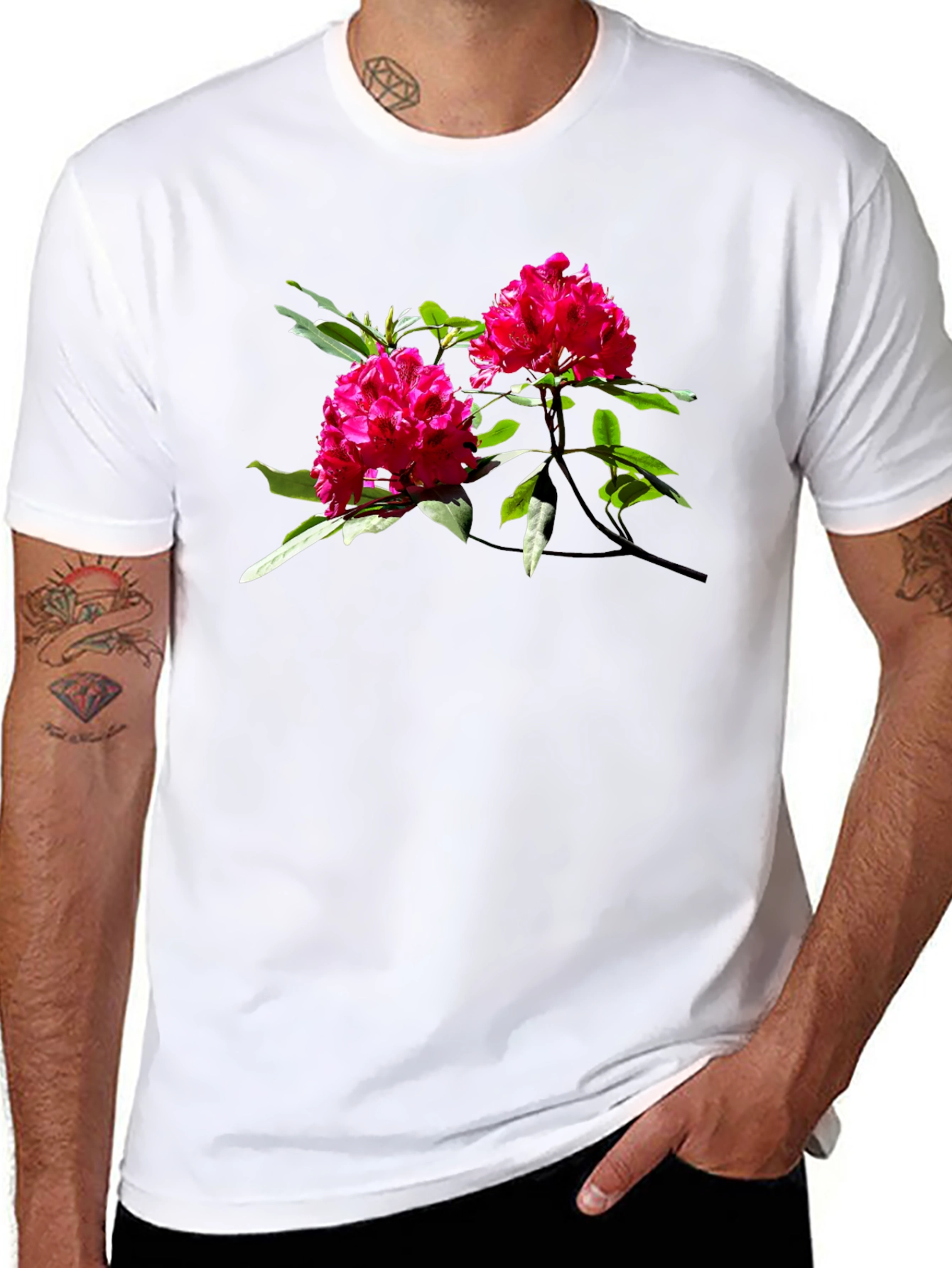Camiseta Negra con Flores Rosadas