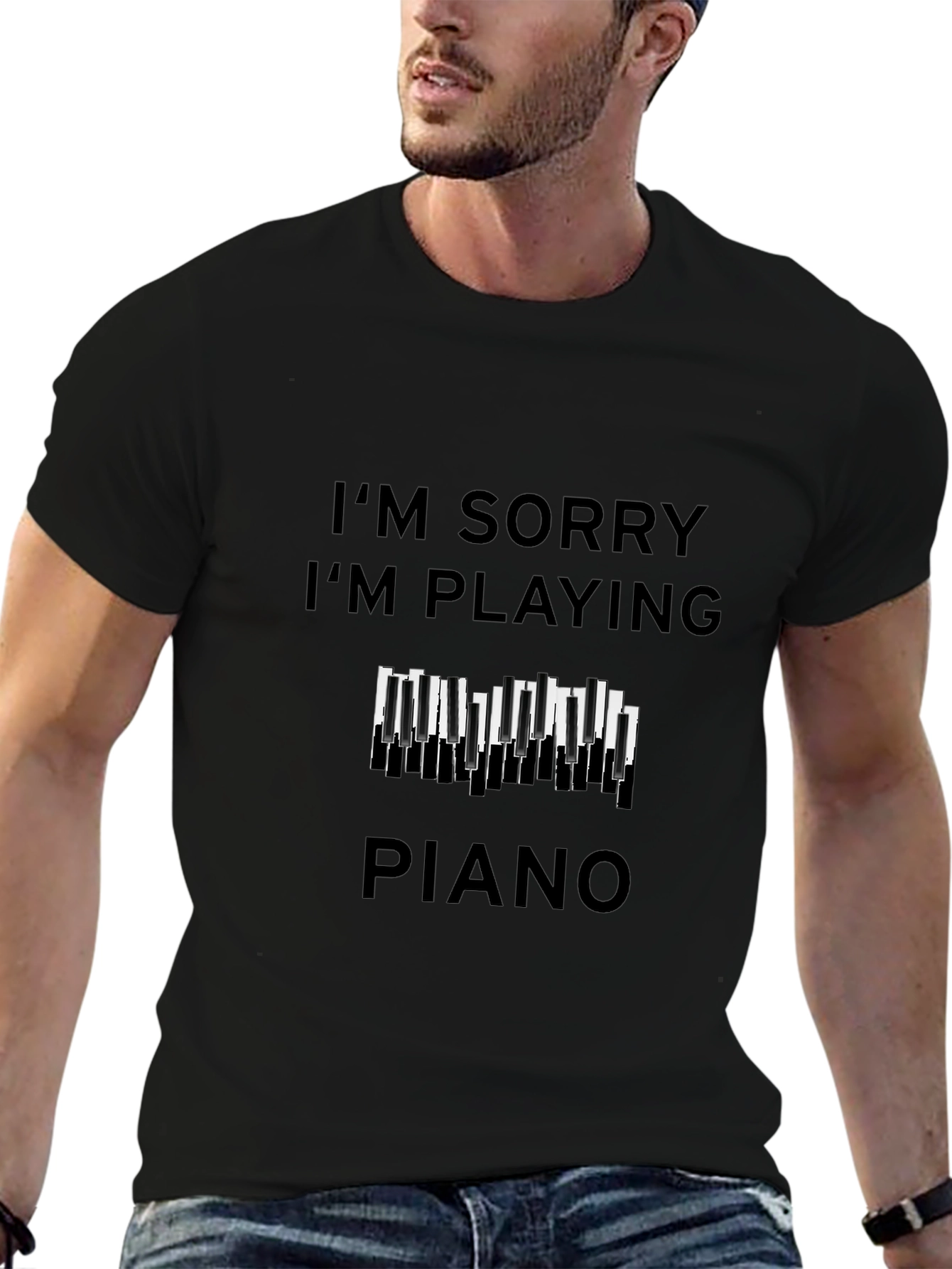 Camiseta Negra Piano: Disculpa Musical