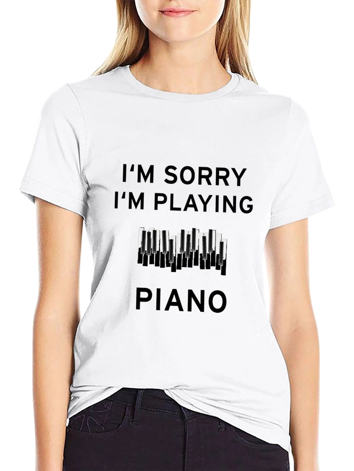 Camiseta Negra Piano: Disculpa Musical