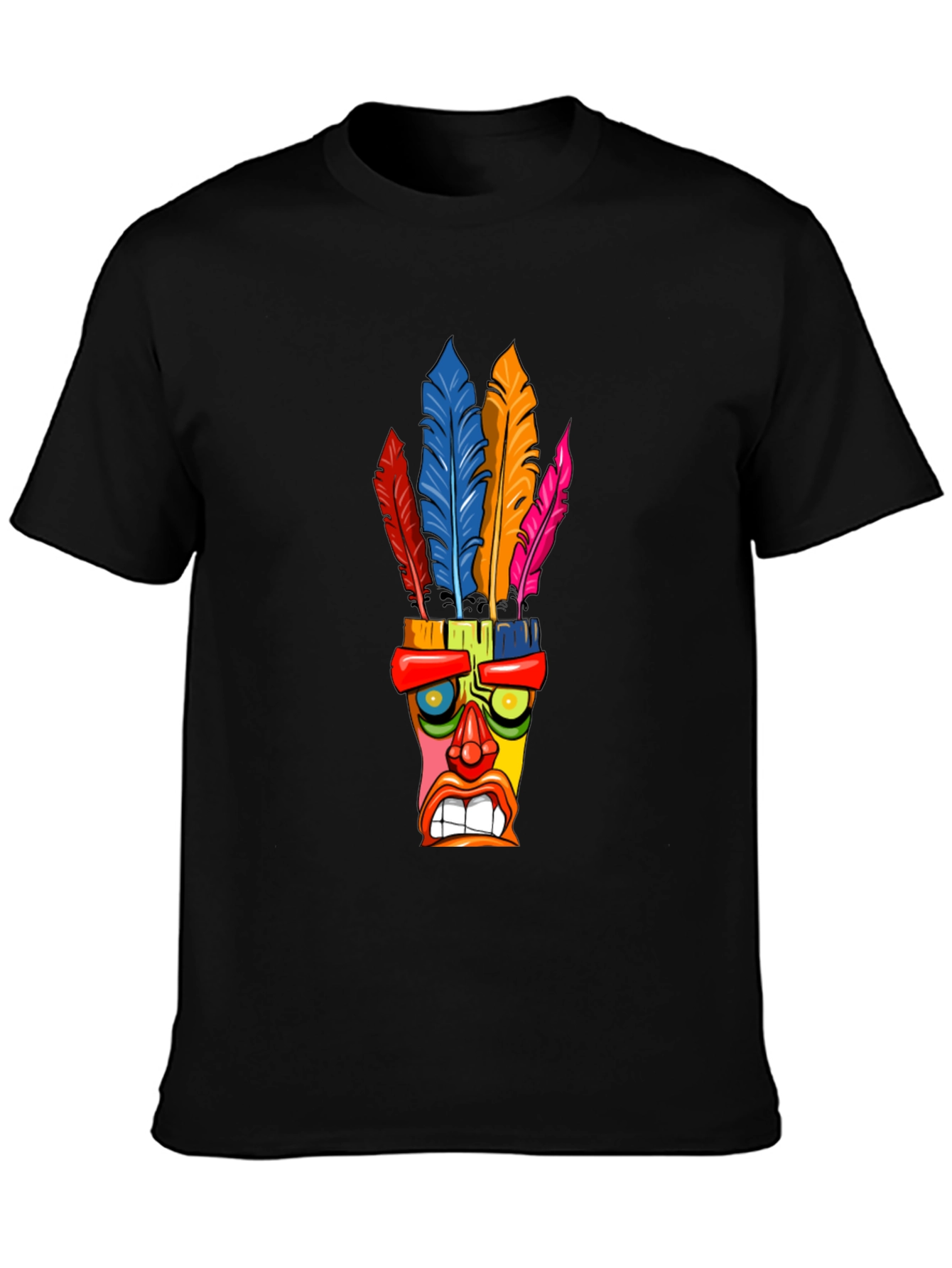 Camiseta Negra con Diseño Tiki Tribal