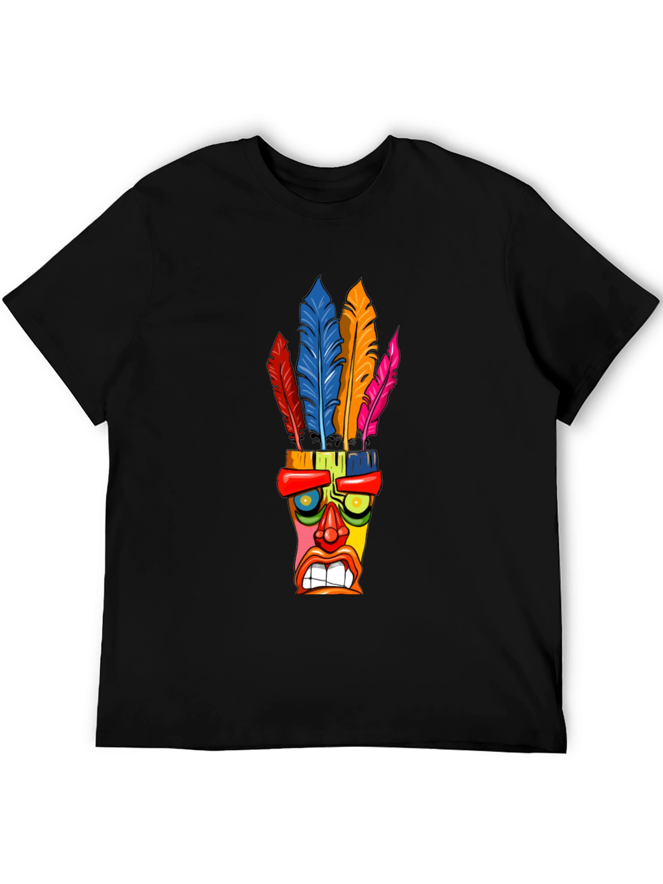 Camiseta Negra con Diseño Tiki Tribal
