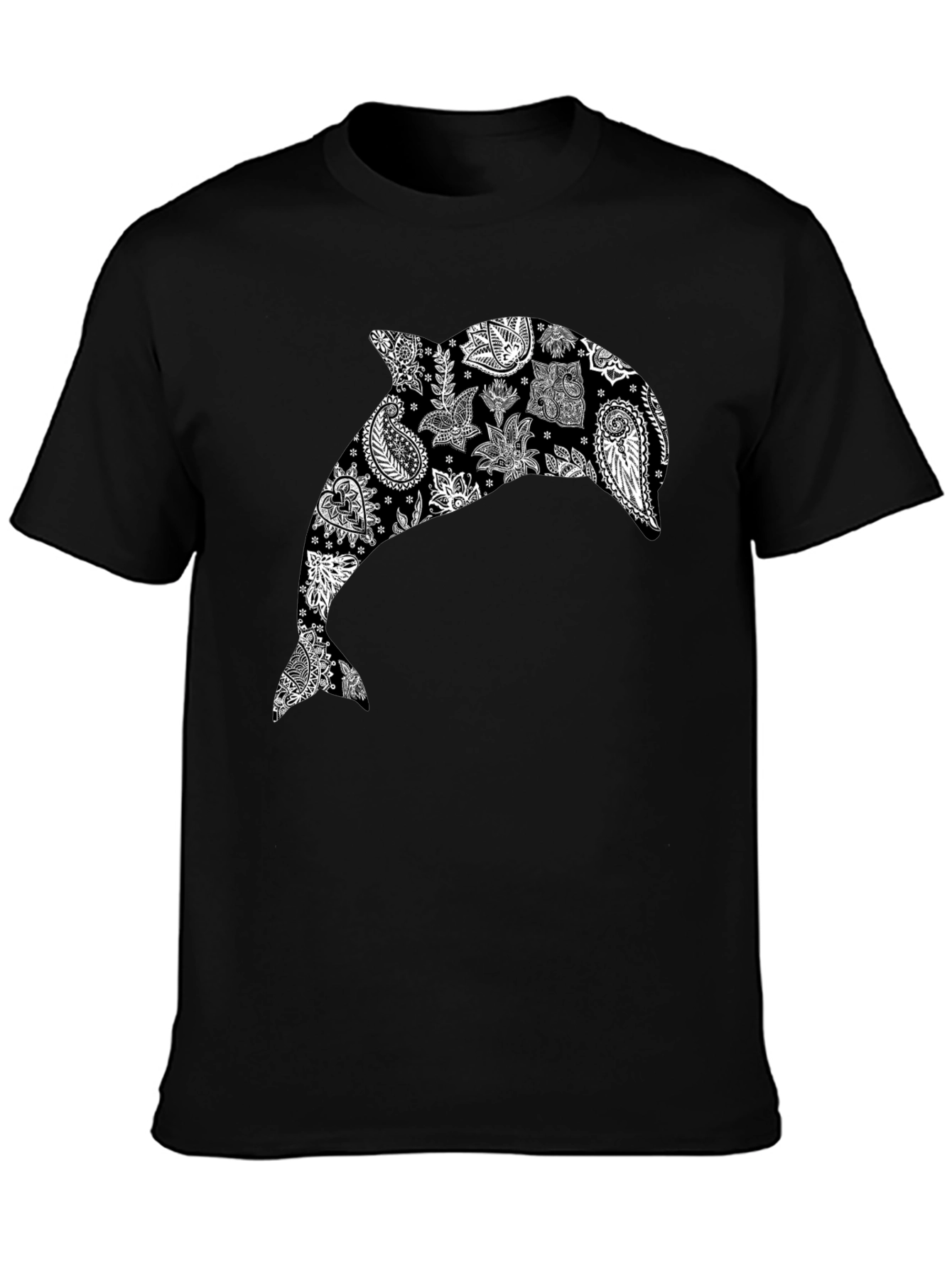 Camiseta Negra con Delfín Estampado